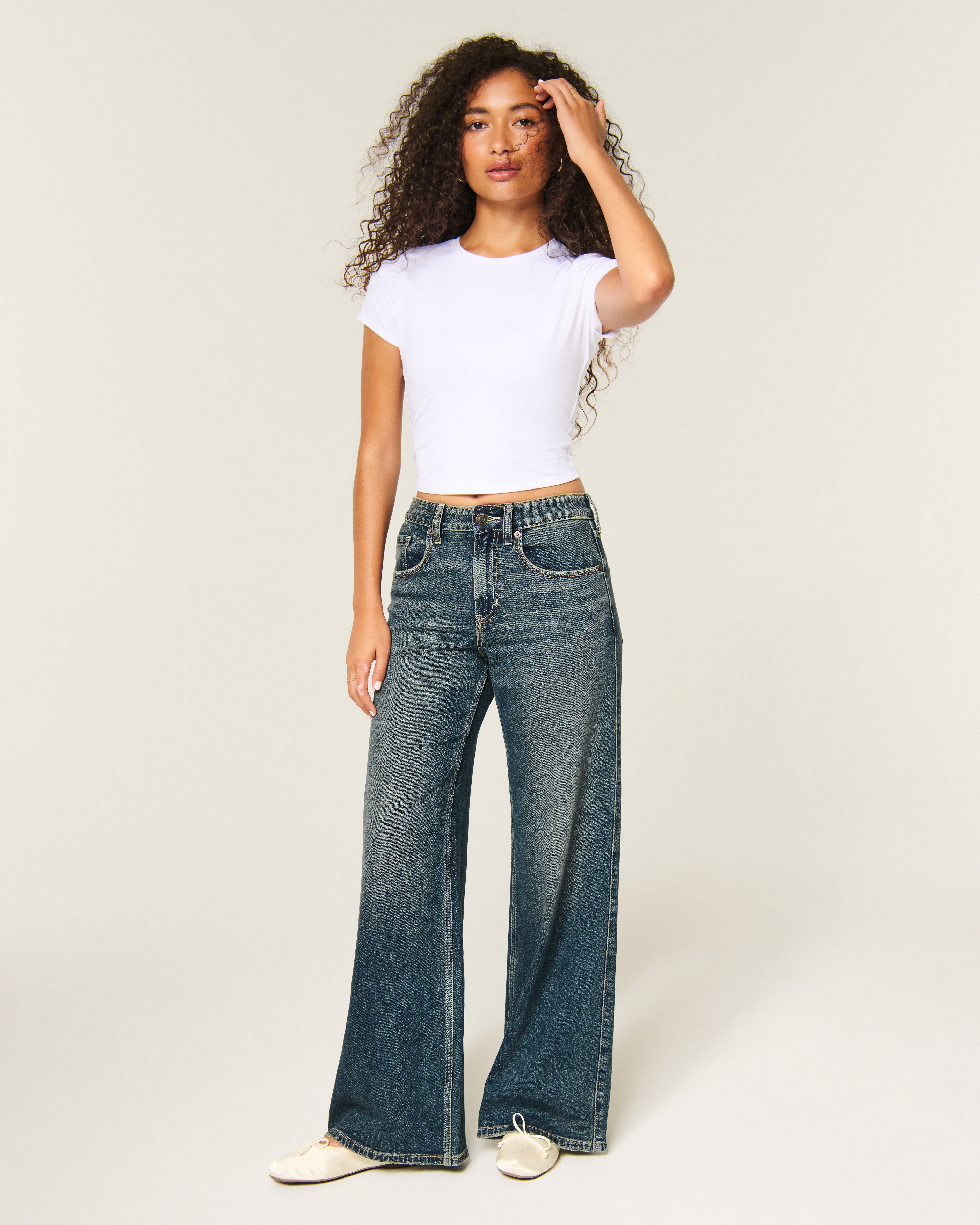 High-Rise Dark Wash Wide-Leg Jeans