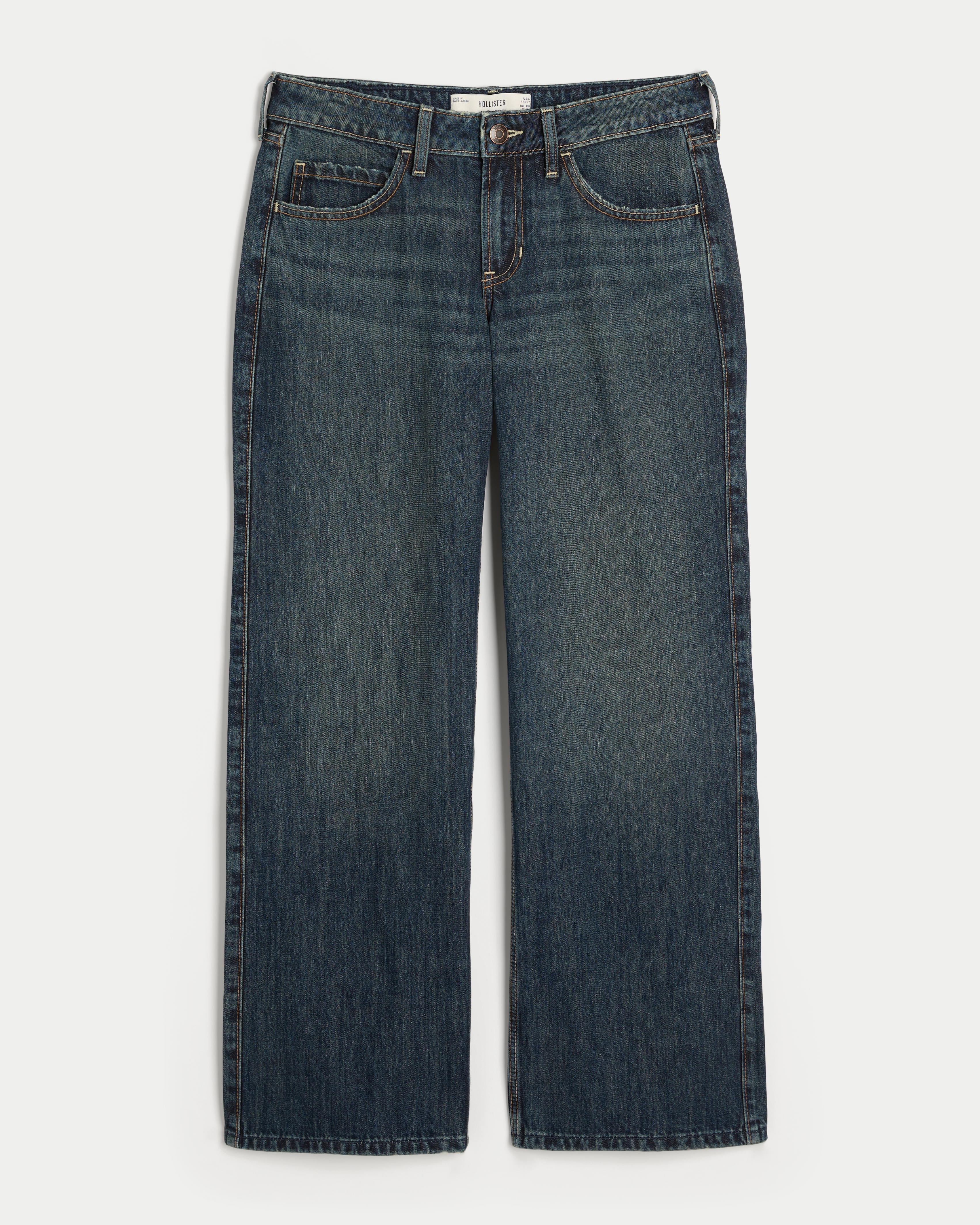 Low-Rise Dark Wash Baggy Jeans