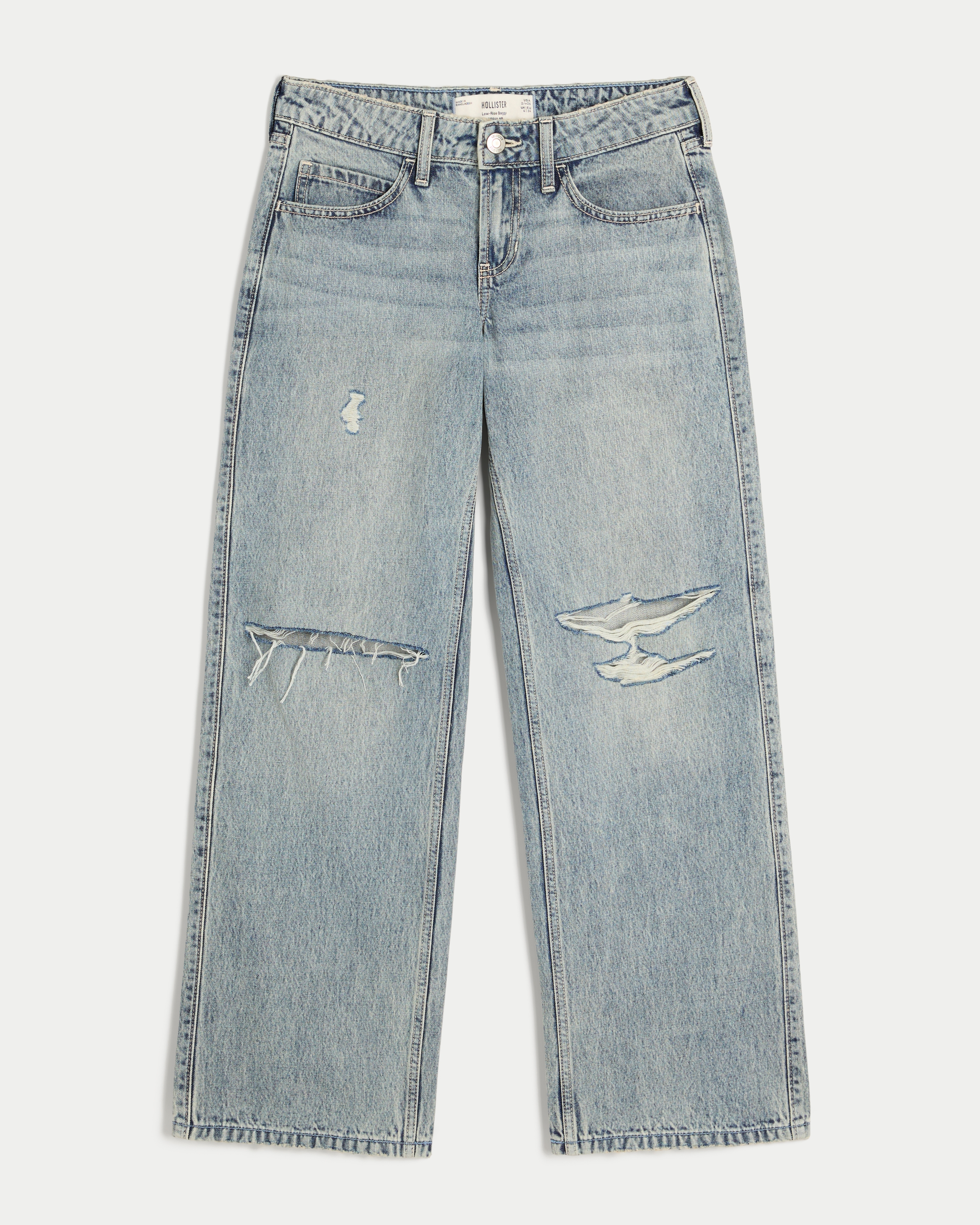 Low-Rise Ripped Baggy Jeans