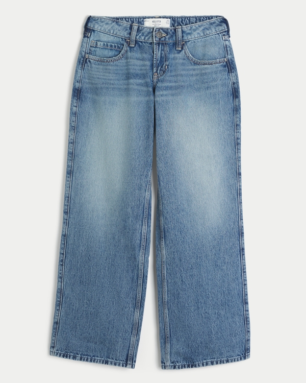 Low-Rise Baggy Jeans, Medium Wash view 1