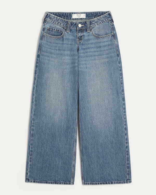 Ultra Low-Rise Medium Wash Super Baggy Jeans, Medium view 1