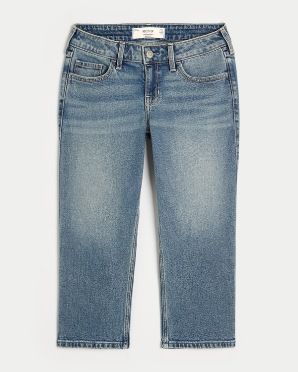 Low-Rise Medium Wash Capri Jeans, Medium view 1