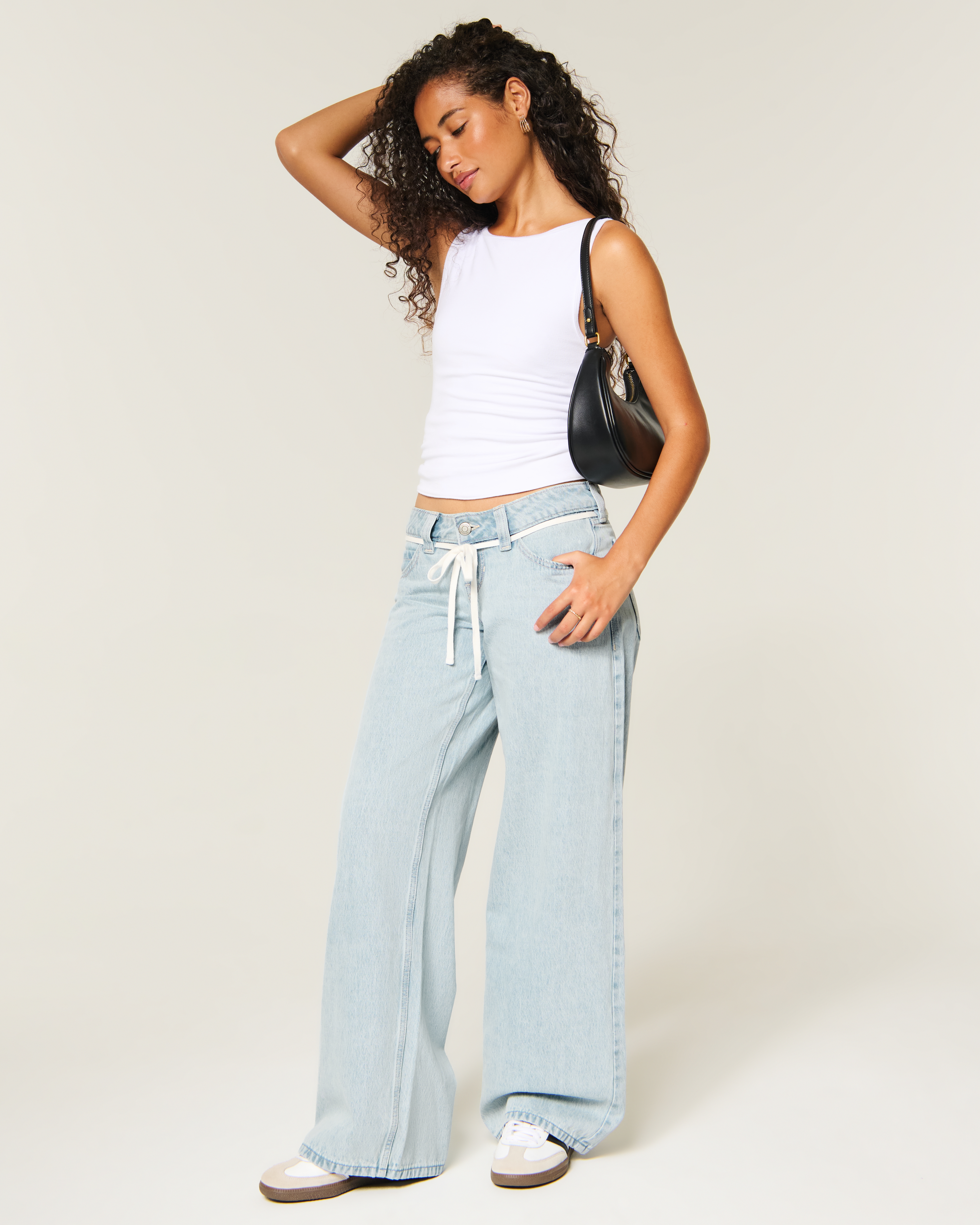 Ultra Low-Rise Tie Waist Super Baggy Jeans