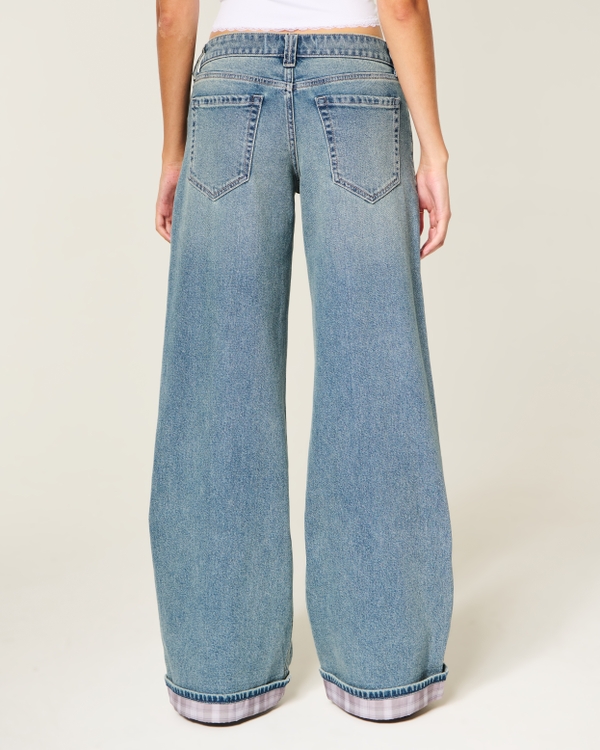 Women's Ultra Low-Rise Plaid Cuff Super Baggy Jeans | Women's