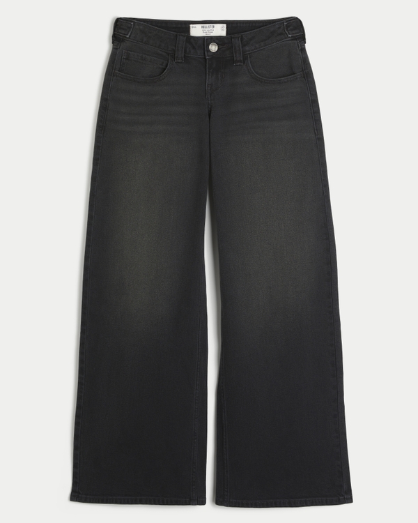 Hollister Andi Adjustable Waist Ultra Low-Rise Super Baggy Jeans, Black Wash view 1