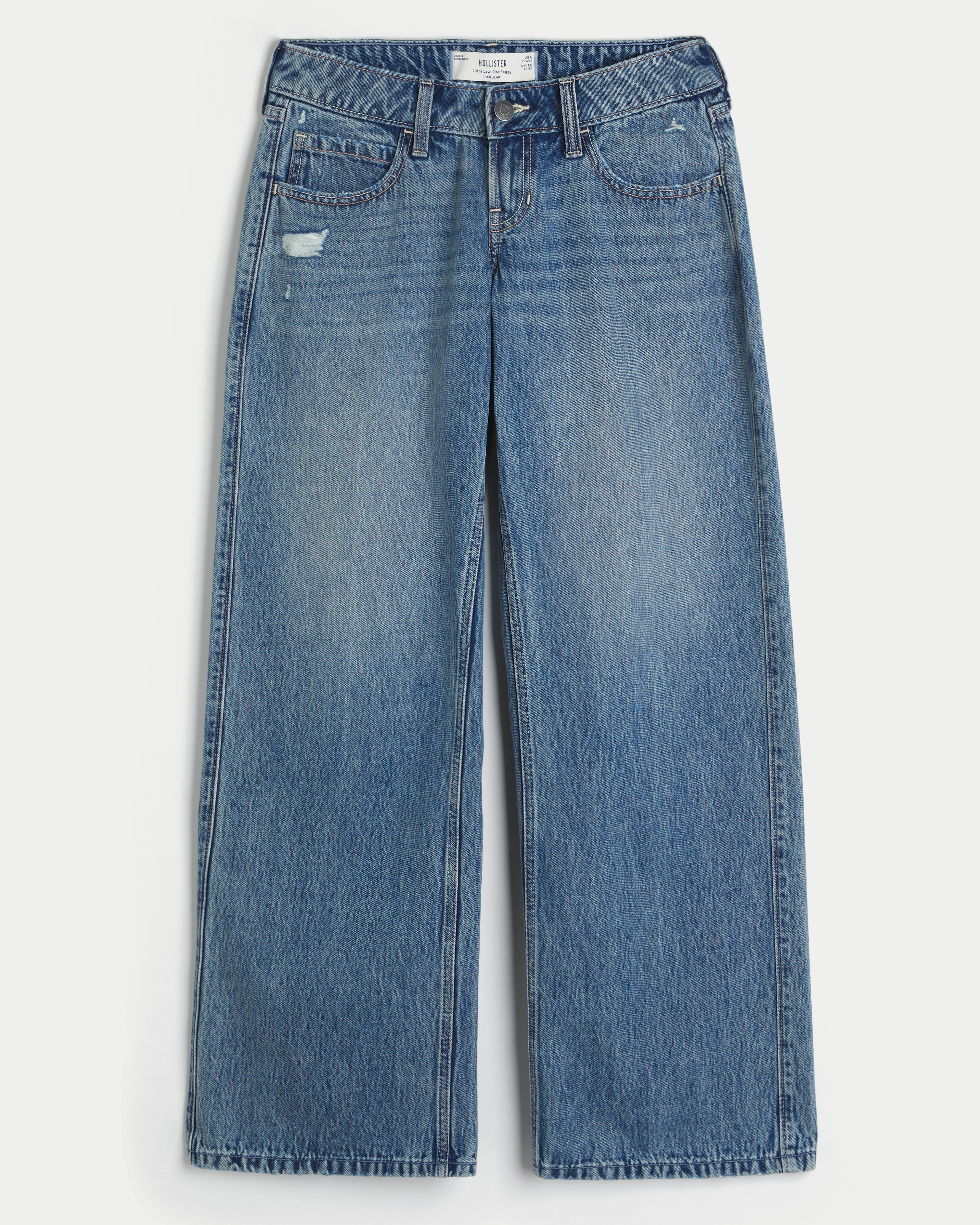 Ultra Low-Rise Distressed Baggy Jeans