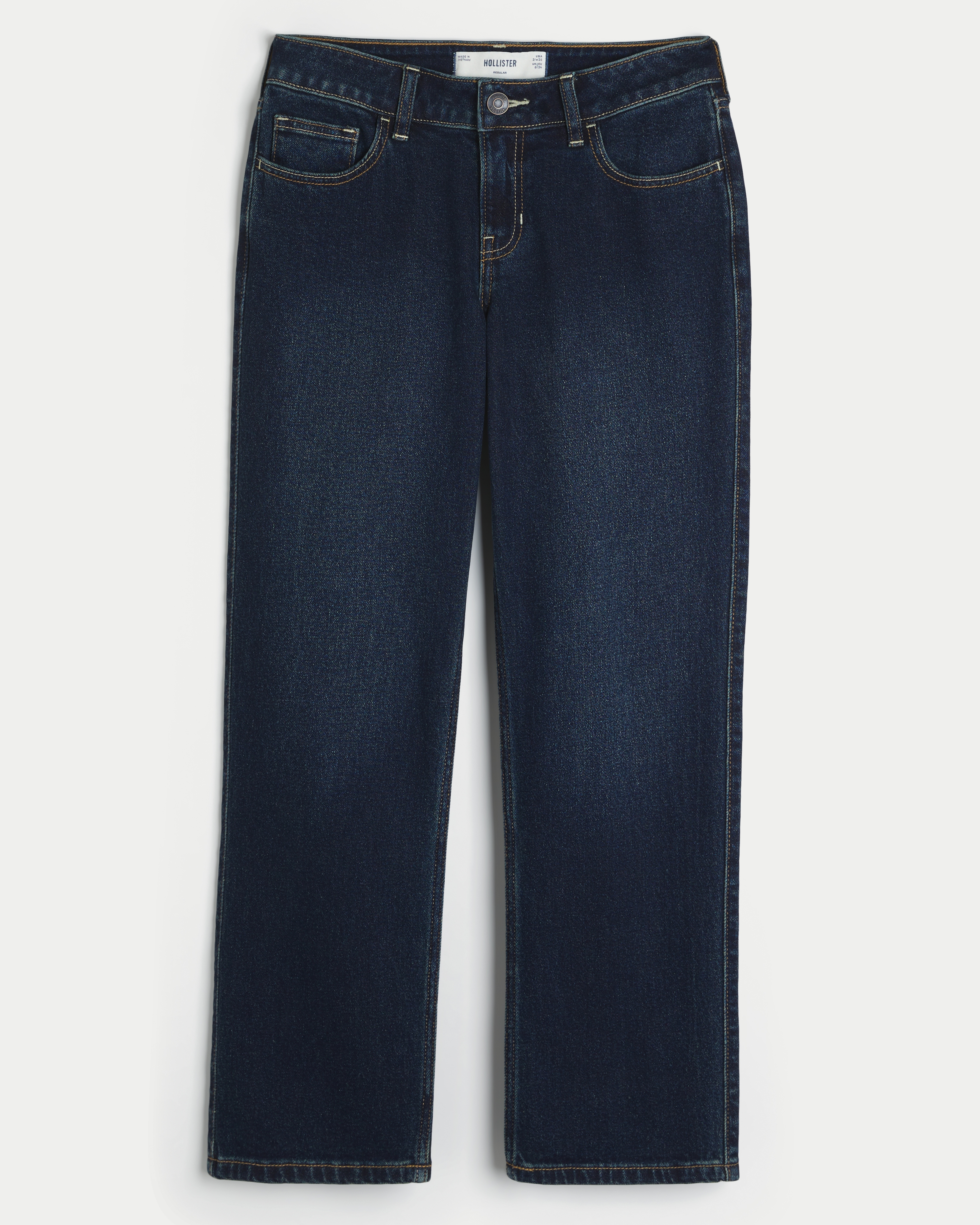 Mid-Rise Ankle Straight Jeans