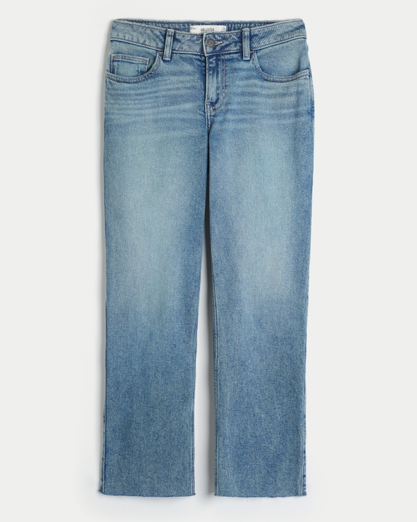 Mid-Rise Ankle Straight Jeans, Medium Wash view 1