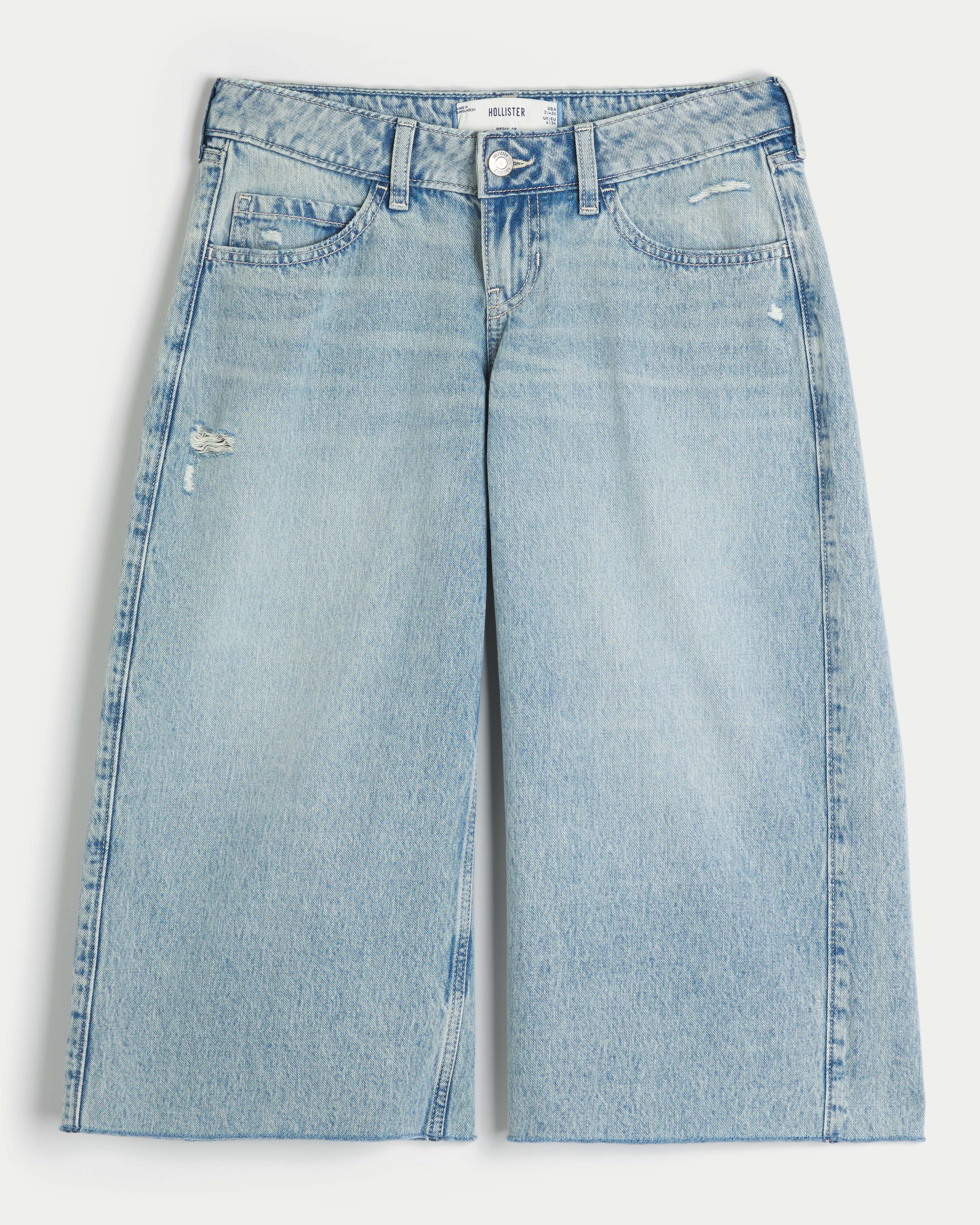 Ultra Low-Rise Distressed Super Baggy Capri Jeans