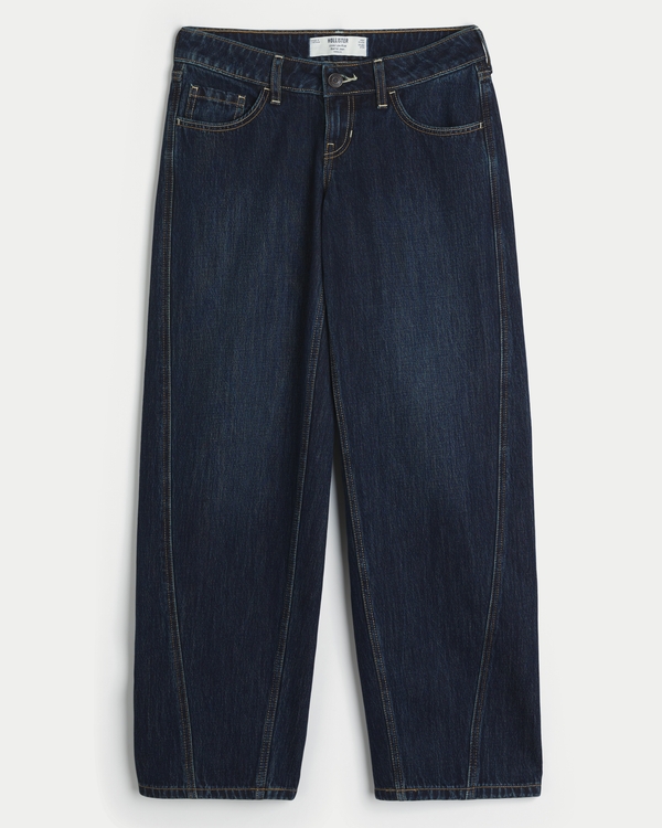 Ultra Low-Rise Barrel Jeans, Dark Wash view 1