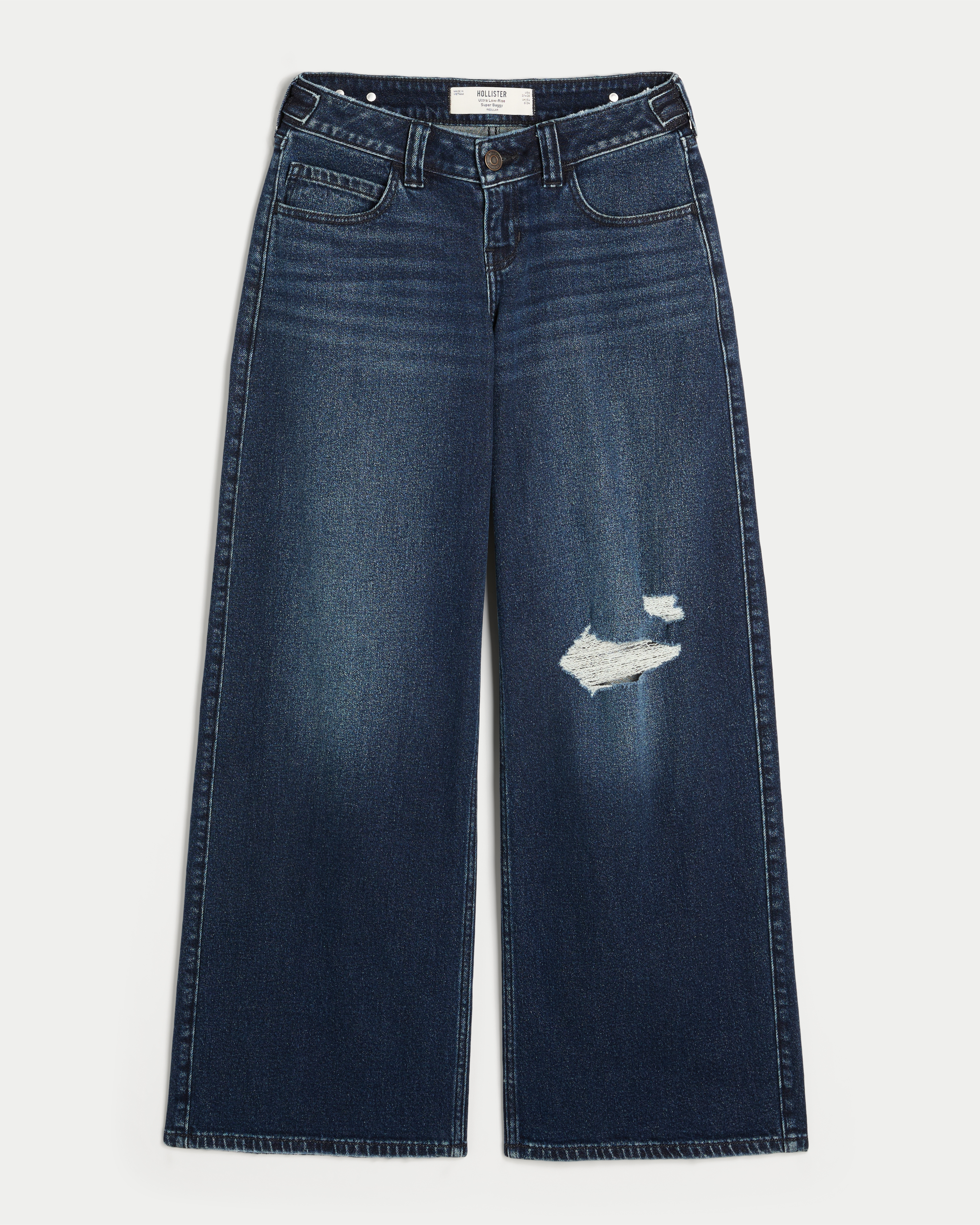 Hollister Andi Adjustable Ultra Low-Rise Cherry Pocket Super Baggy Jeans
