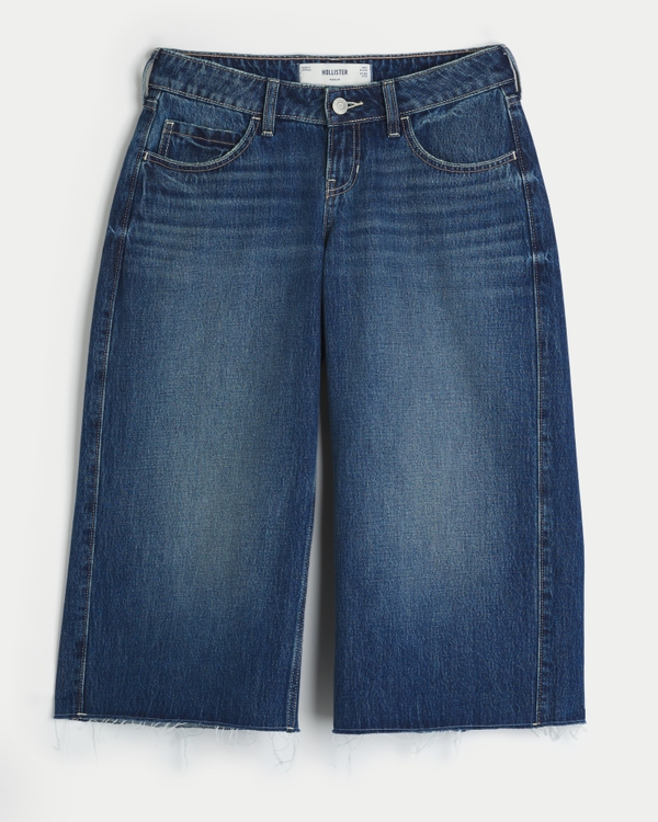 Ultra Low-Rise Super Baggy Capri Jeans, Dark Wash view 1