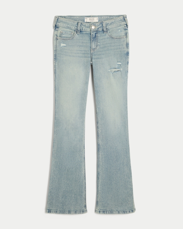 Low-Rise Distressed Strech Bootcut Jeans, Light view 1