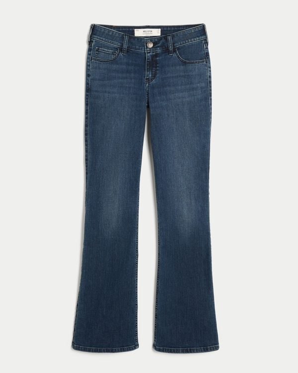 Low-Rise Stretch Bootcut Jeans, Dark view 1