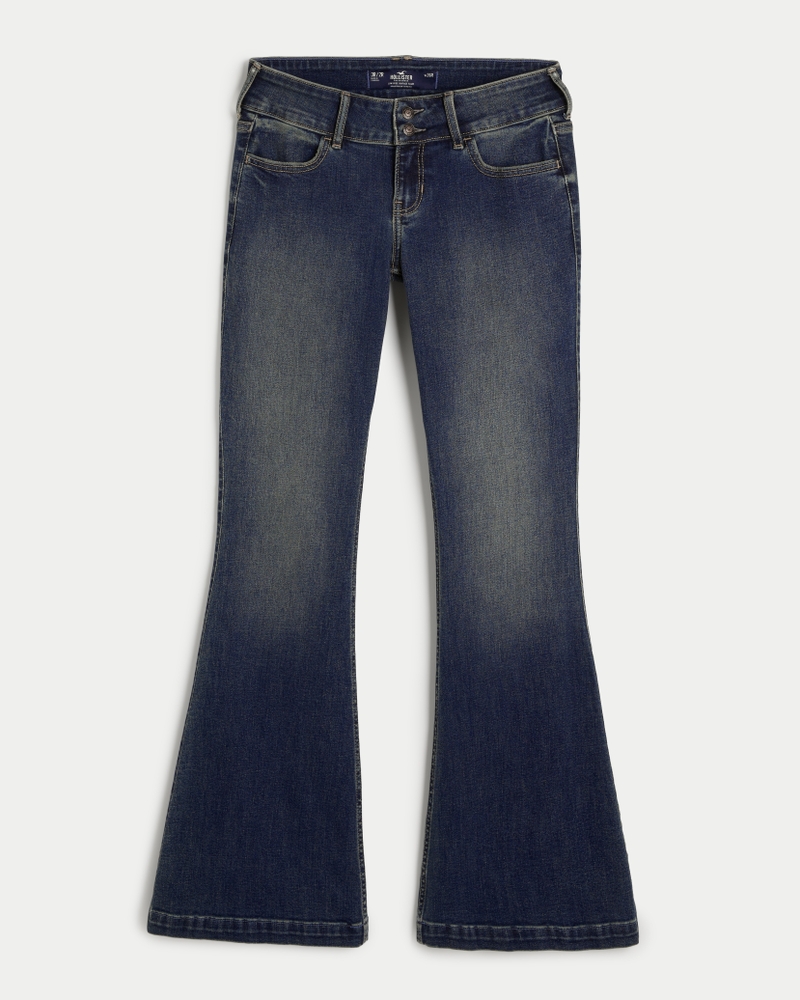 Low-Rise Dark Wash Y2K Flare Jeans