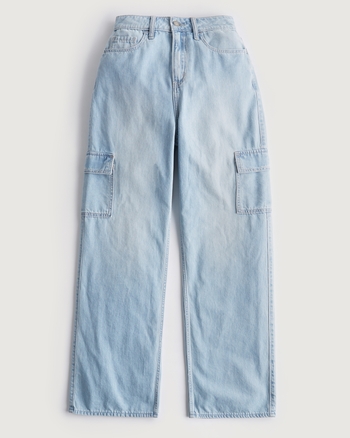 Women s Highest Rise Light Wash Vintage Baggy Cargo Jeans Women s Sale HollisterCo