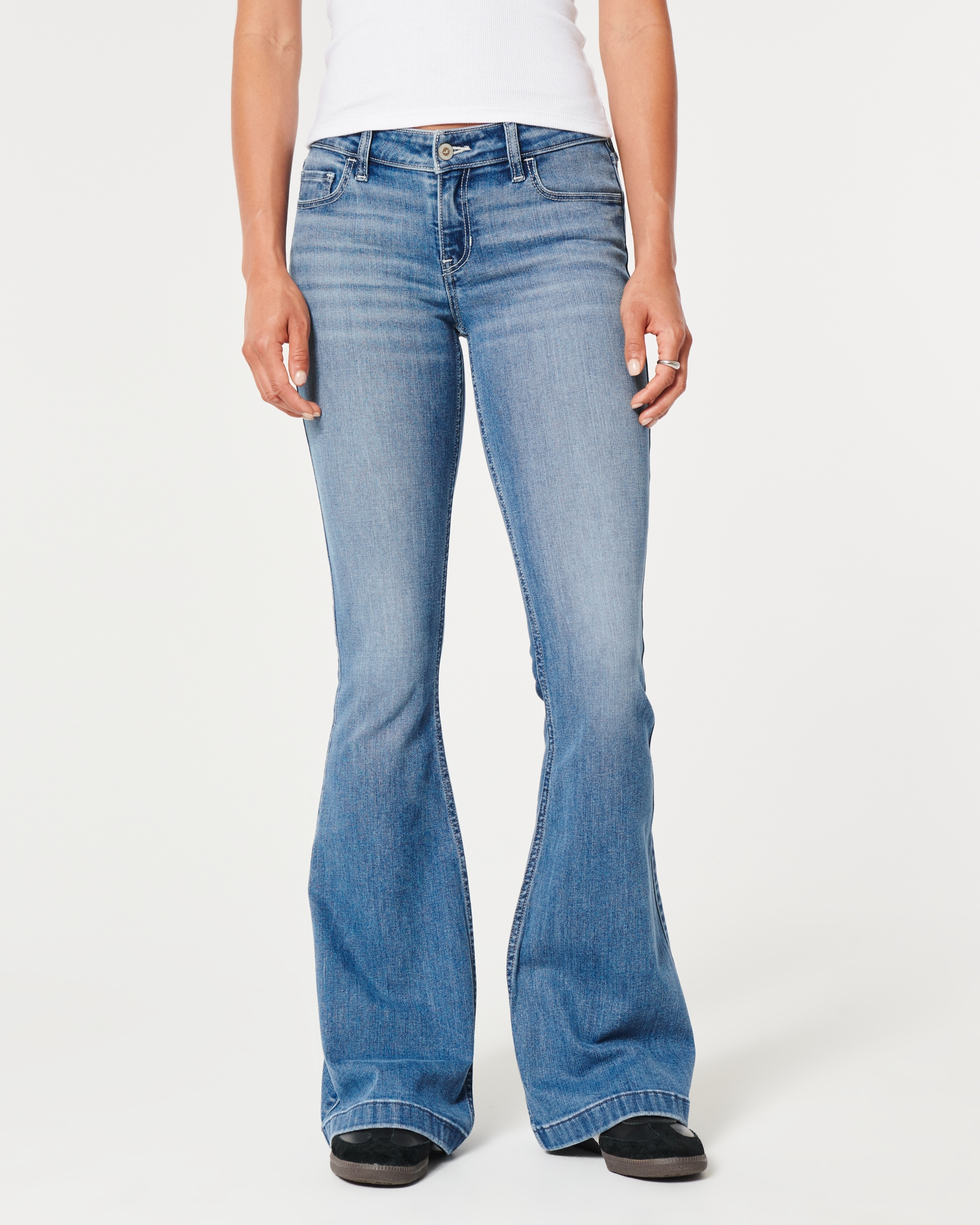 Women's Low-Rise Medium Wash Flare Jeans, Women's Sale