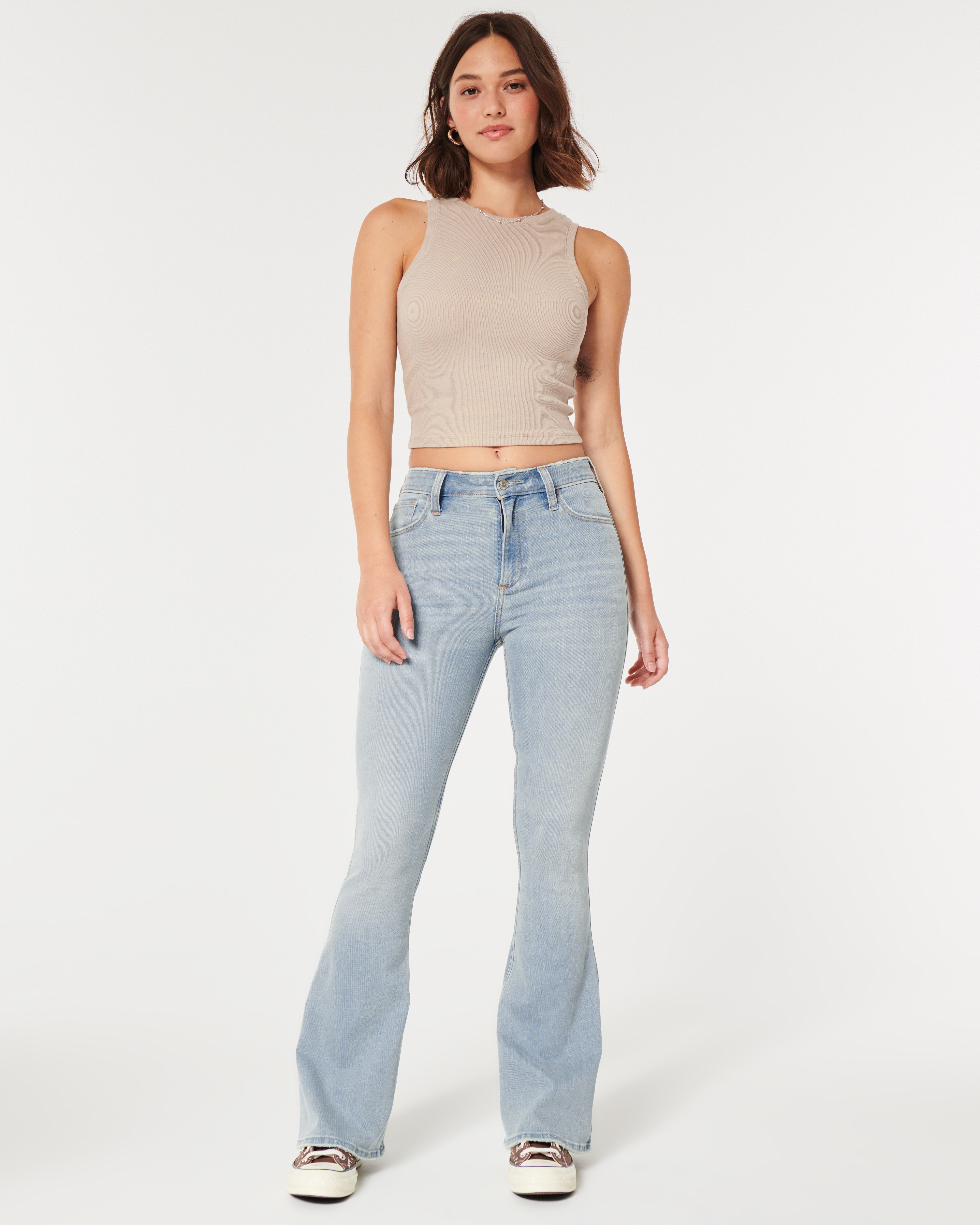 Light wash flare on sale jeans