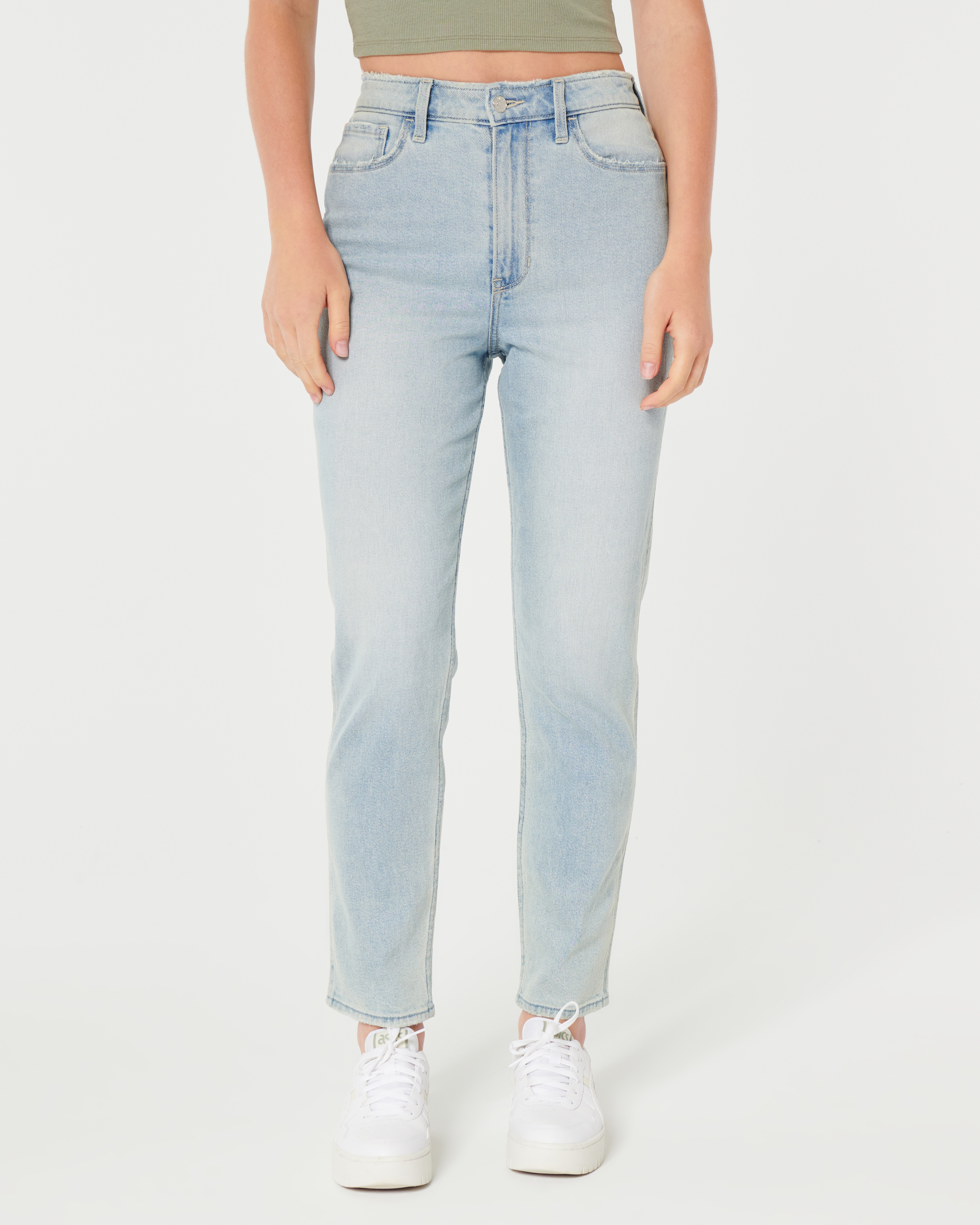 High waisted white mom hot sale jeans