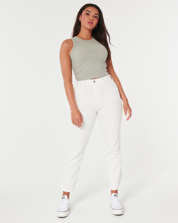 Curvy Ultra High-Rise White Mom Jeans, Cream