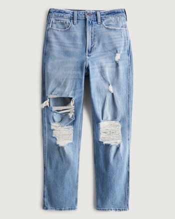 Women's Curvy Ultra High-Rise Ripped Medium Wash Mom Jeans | Women's ...
