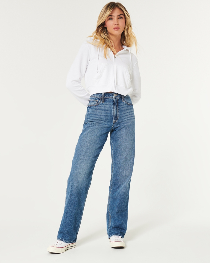 Women's Ultra High-Rise Medium Wash Dad Jeans Women's Clearance