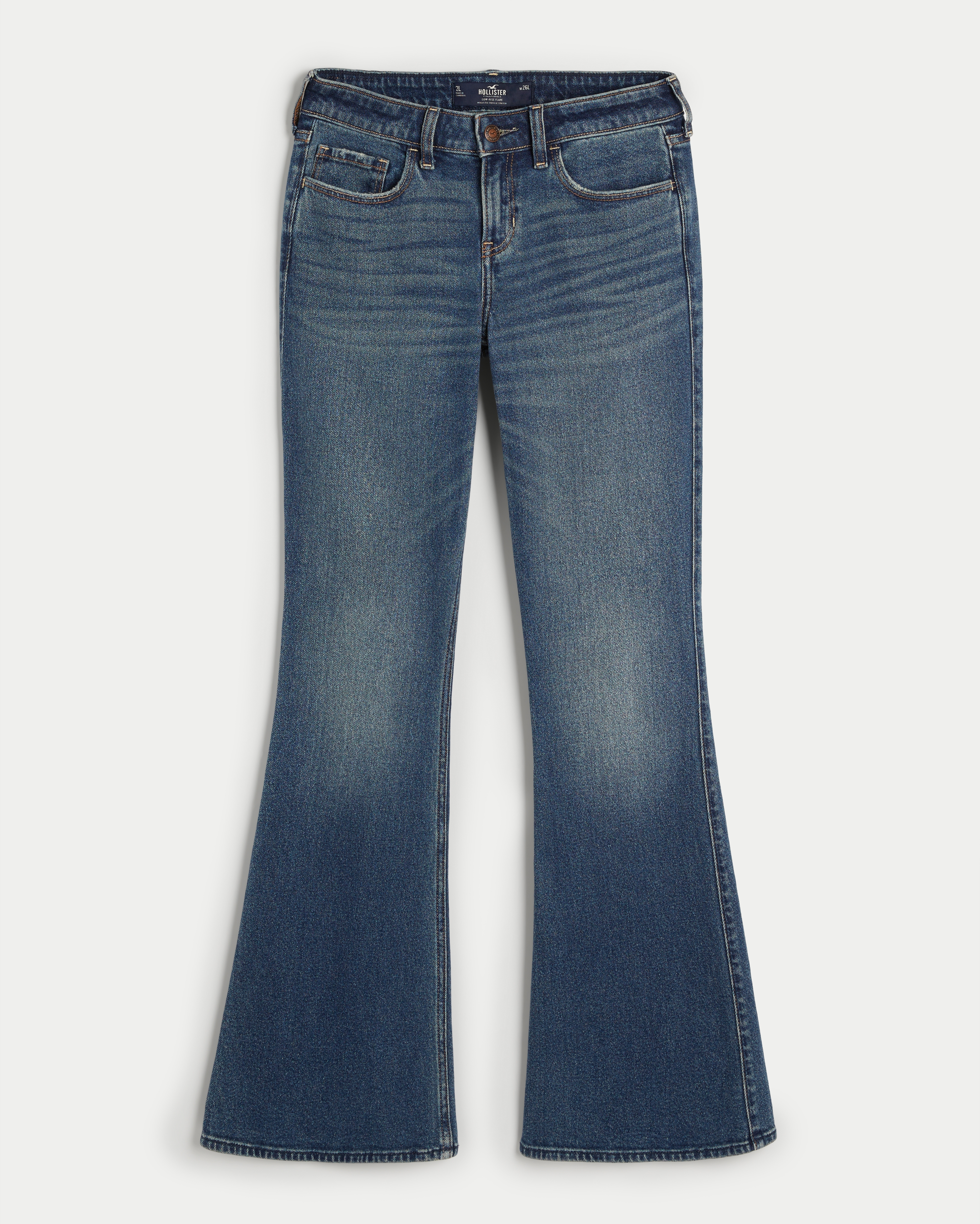Low-Rise Dark Wash Flare Jeans