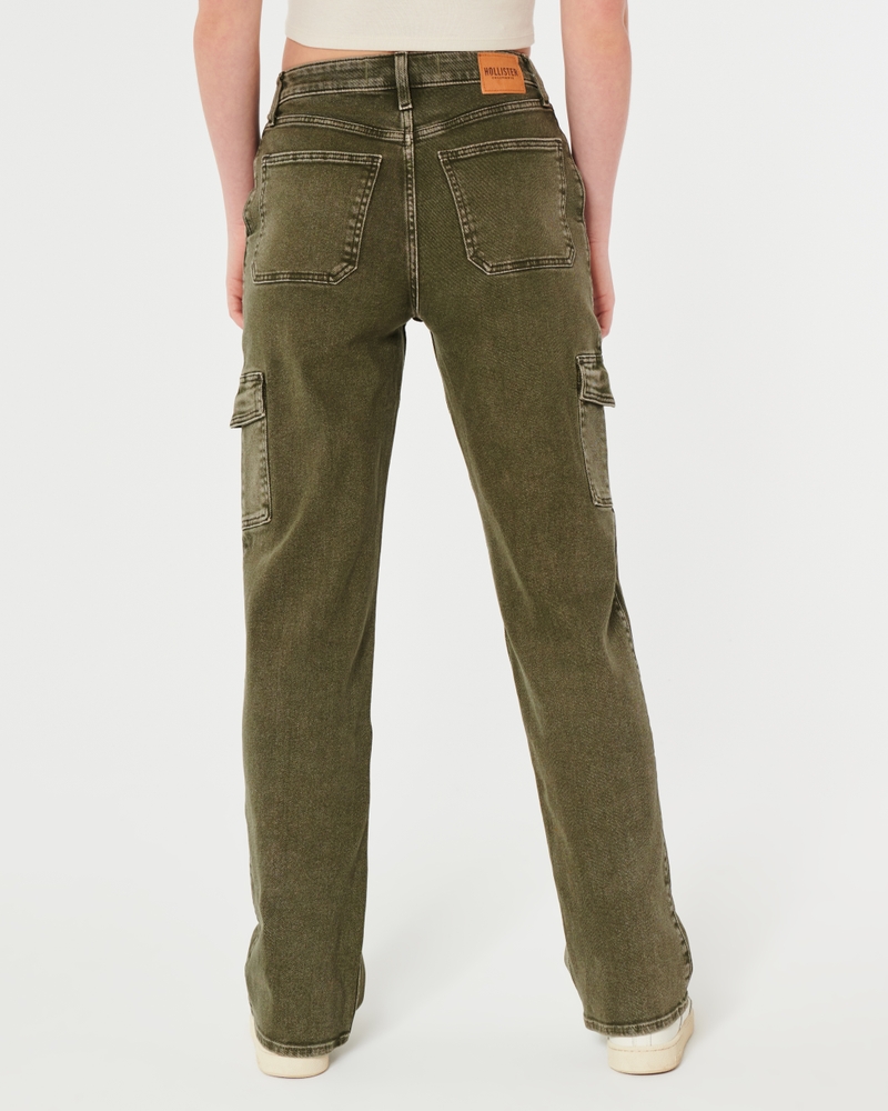Women's Ultra High-Rise Brown Cargo Dad Jeans