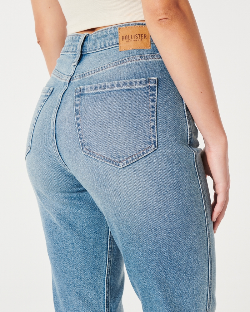 Women's Curvy Ultra High-Rise Ripped Dark Wash Mom Jeans