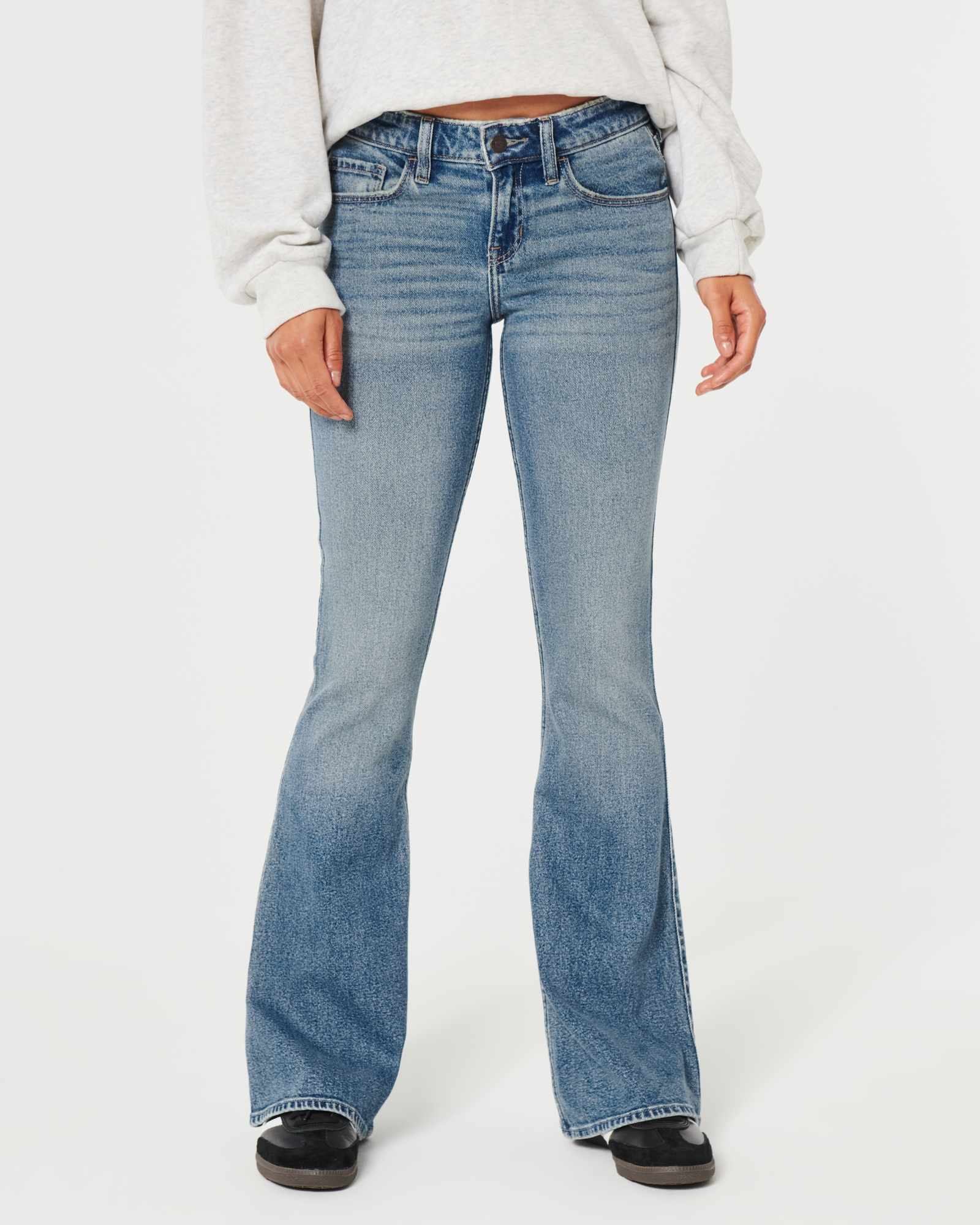 Women's Low-Rise Medium Wash Vintage Flare Jeans, Women's Clearance