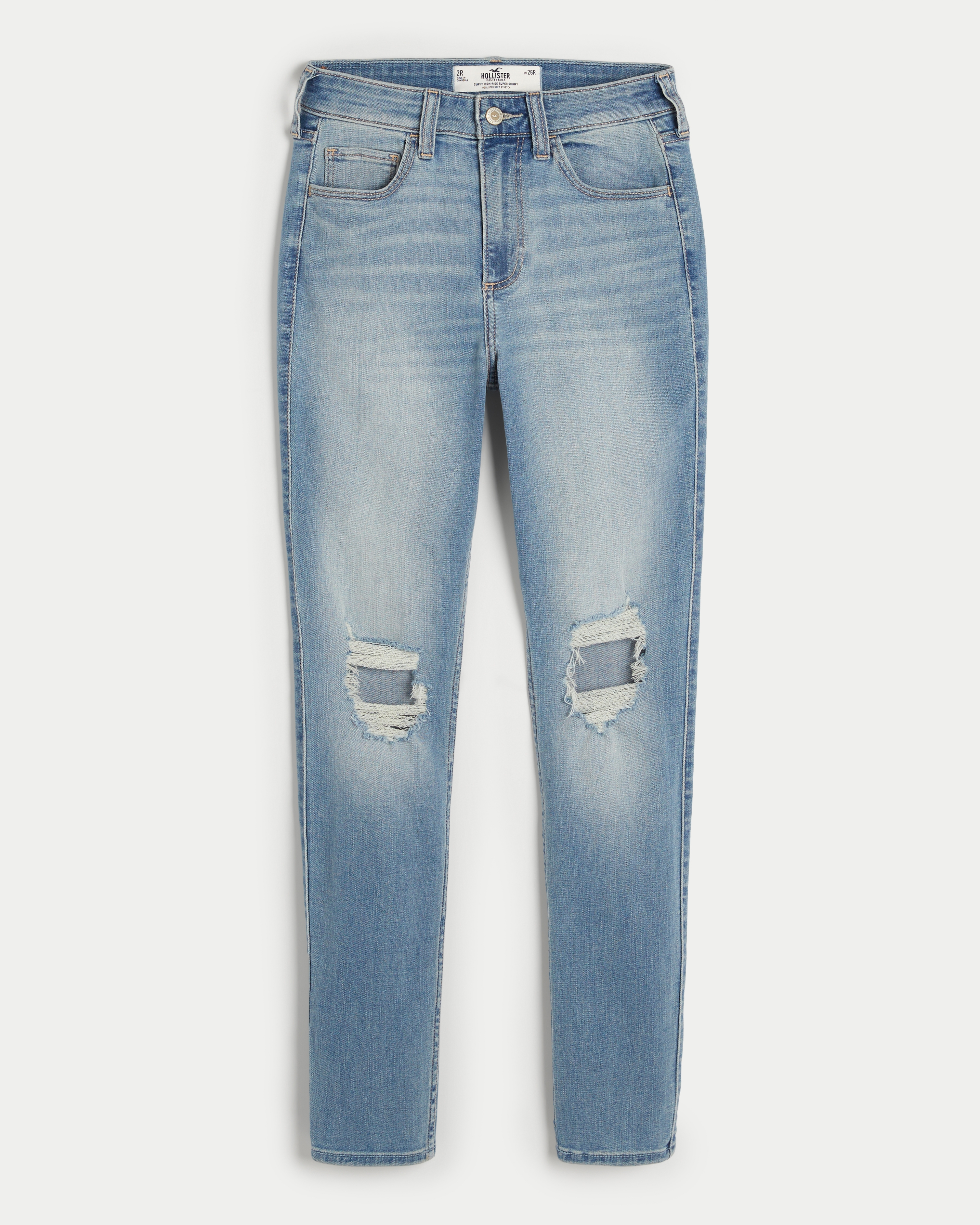 Hollister ripped hot sale white jeans