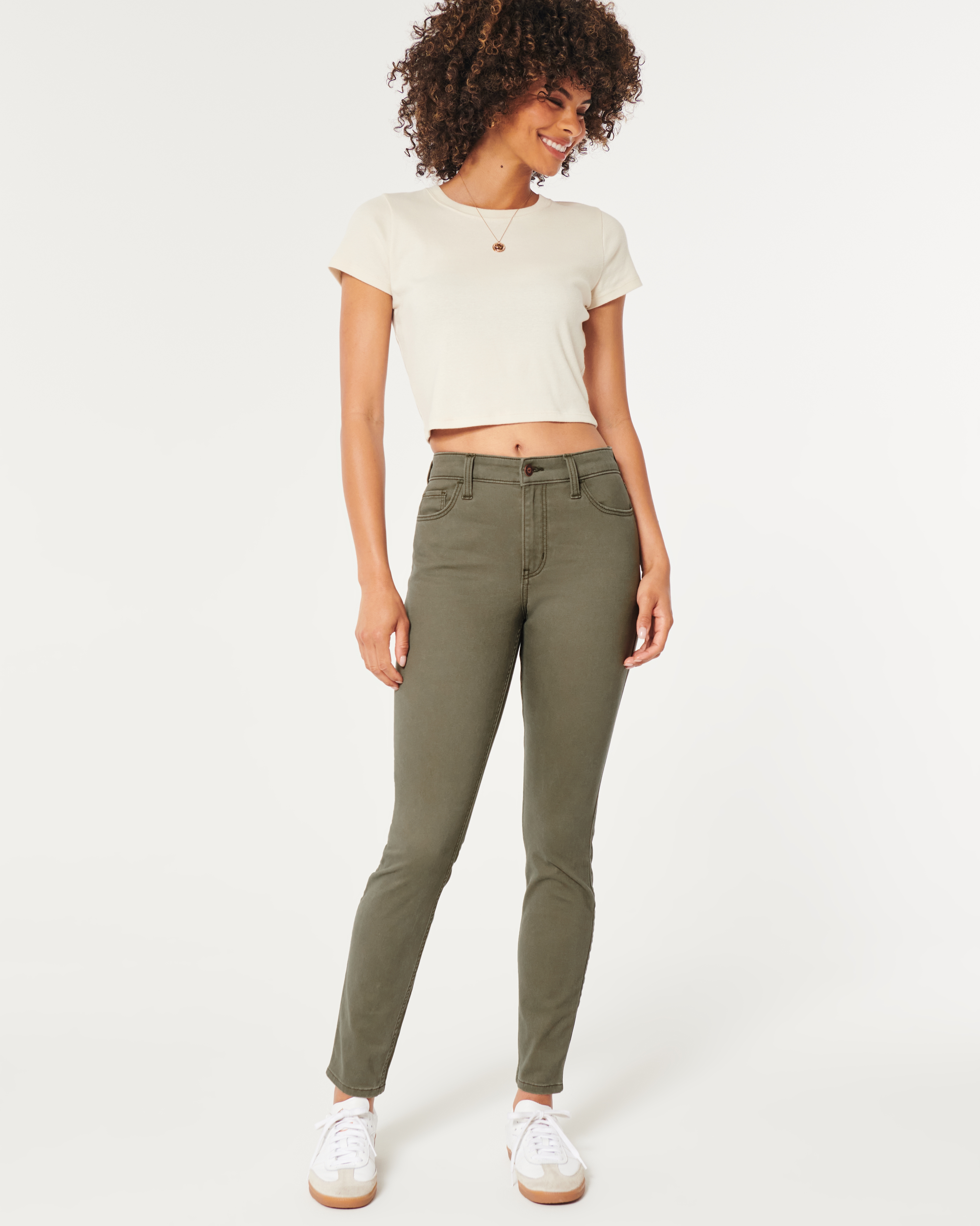 Women s High Rise Olive Green Super Skinny Jeans in Olive DD Size 000 L 00 L 23W from Hollister