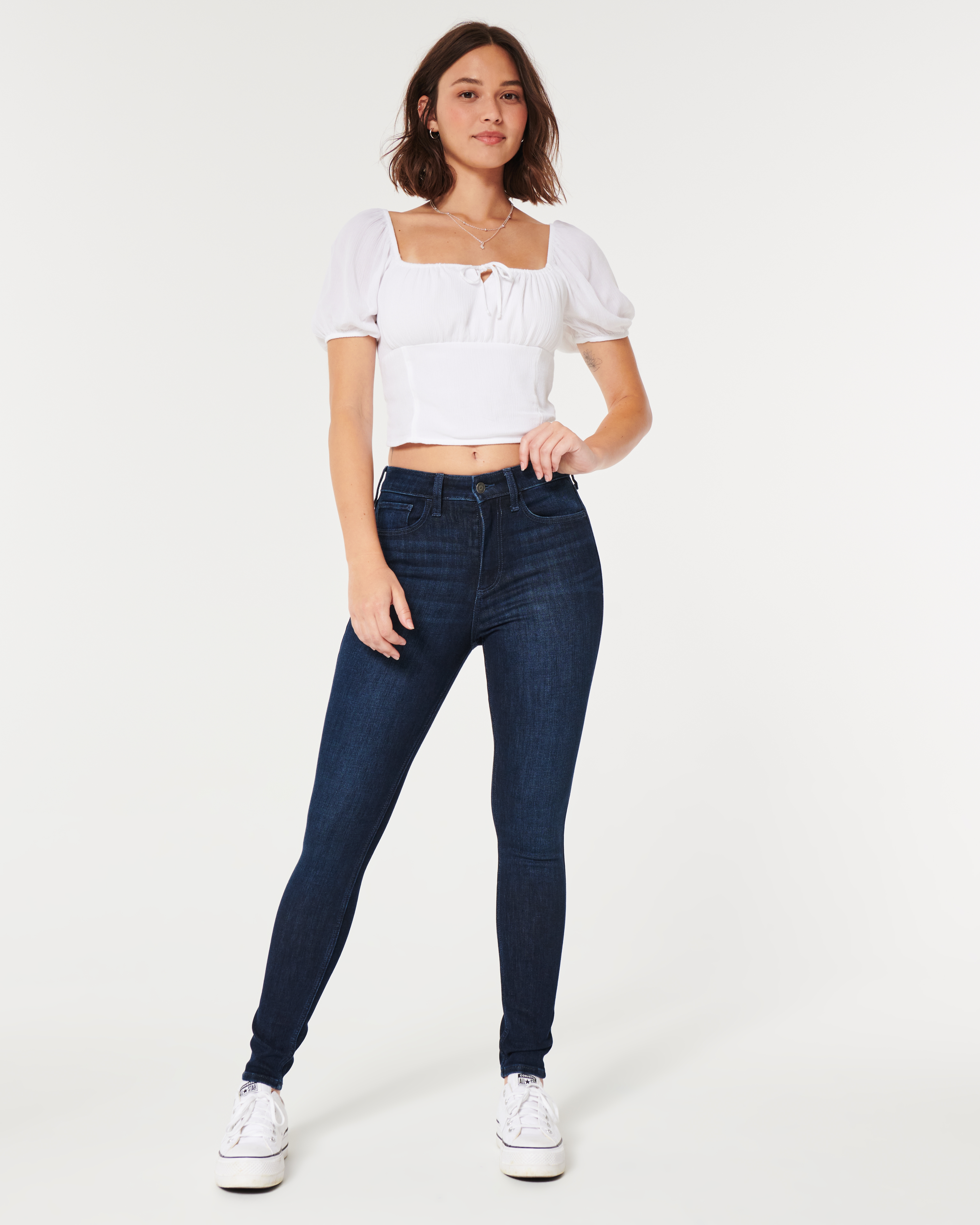 Hollister Curvy High-rise Dark Wash Super Skinny Jeans