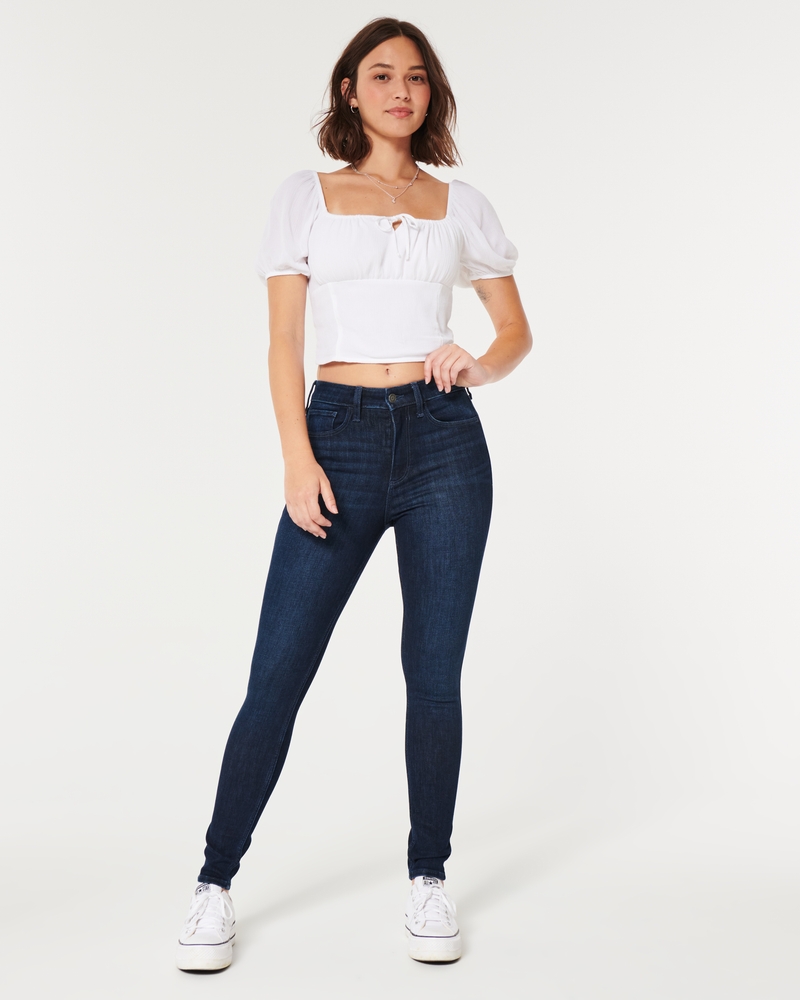 Mid-Rise Dark Wash Skinny Jeans