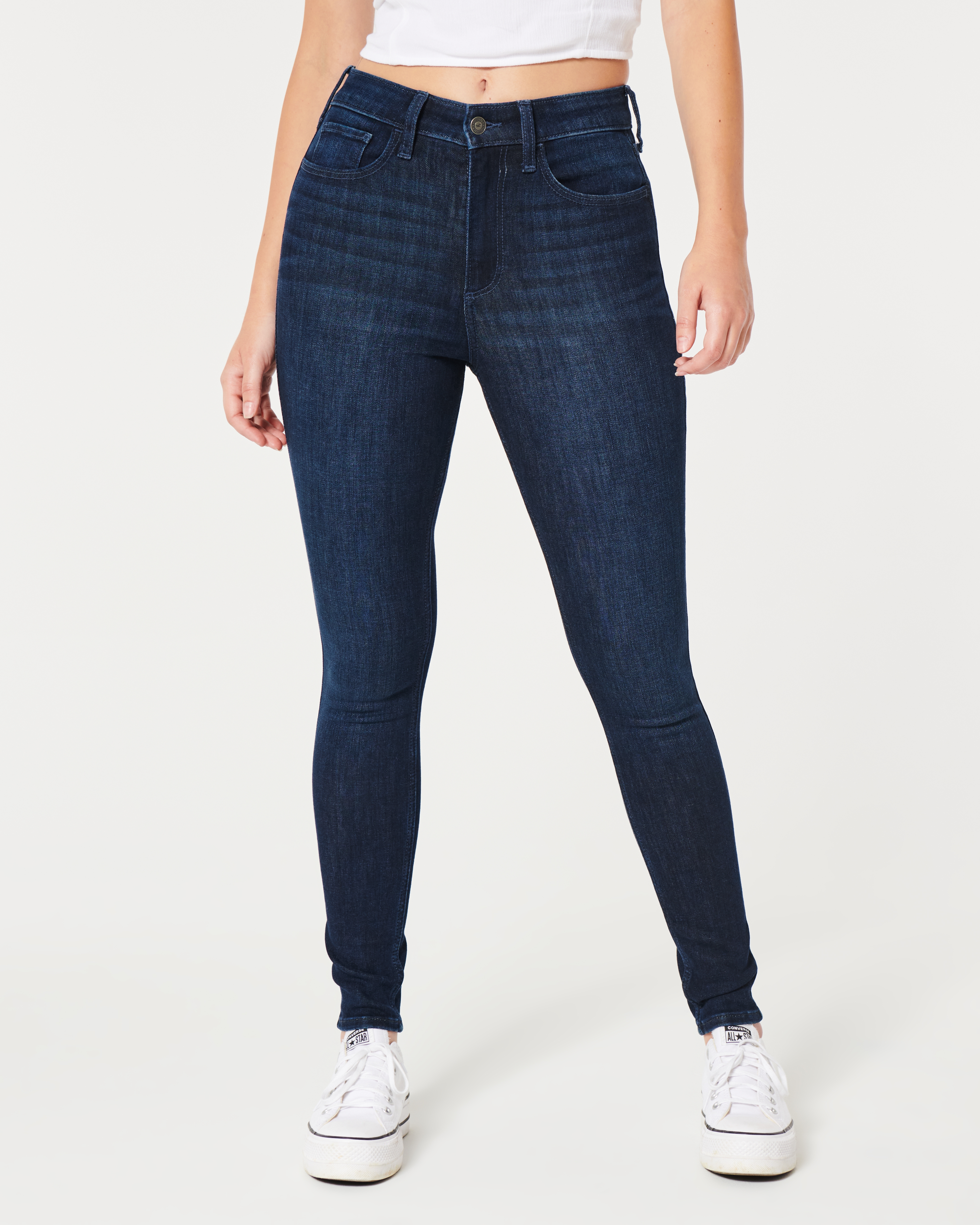 Women's Curvy High-Rise Dark Wash Super Skinny Jeans | Women's Bottoms |  HollisterCo.com