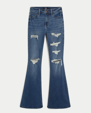 Hollister dark blue ripped jeans cheap