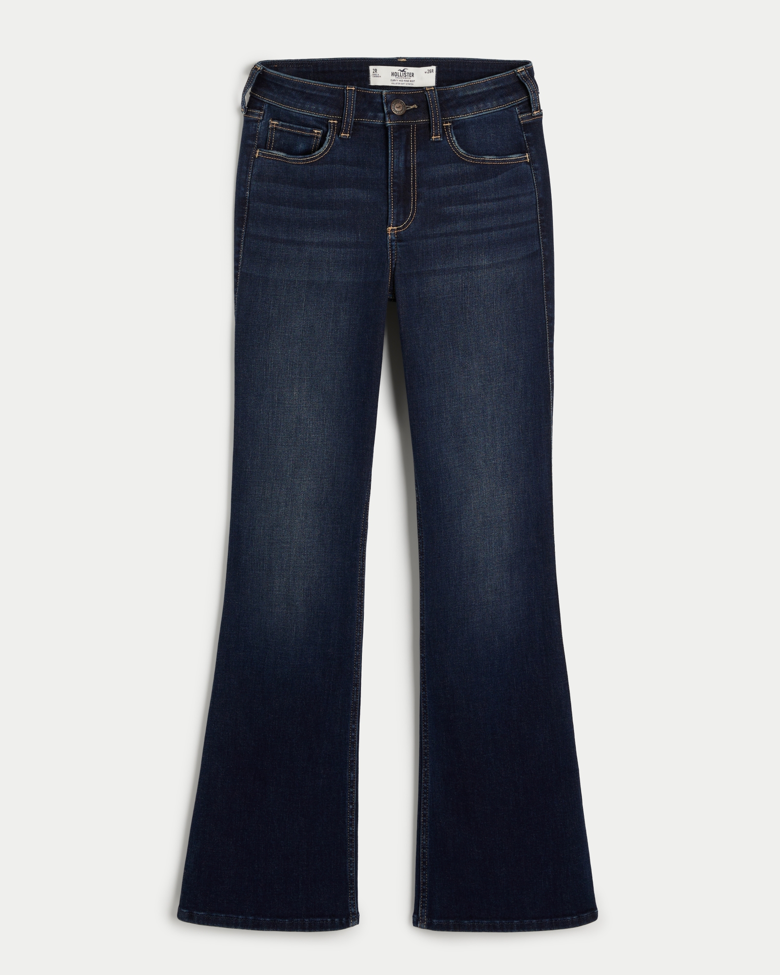 Women's Curvy Mid-Rise Ripped Medium Wash Boot Jeans - Hollister