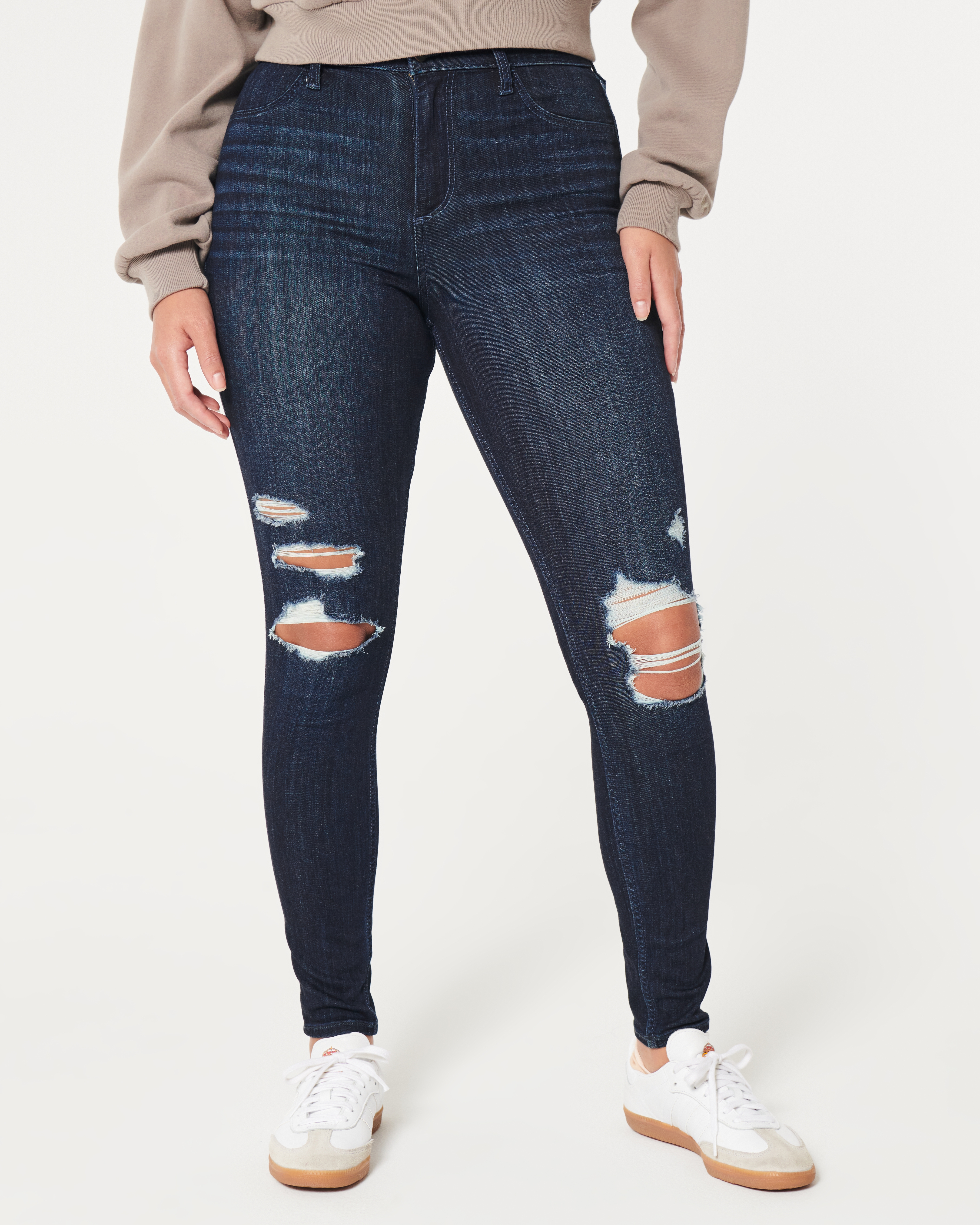 Hollister Curvy High-rise Ripped Dark Wash Jean Leggings