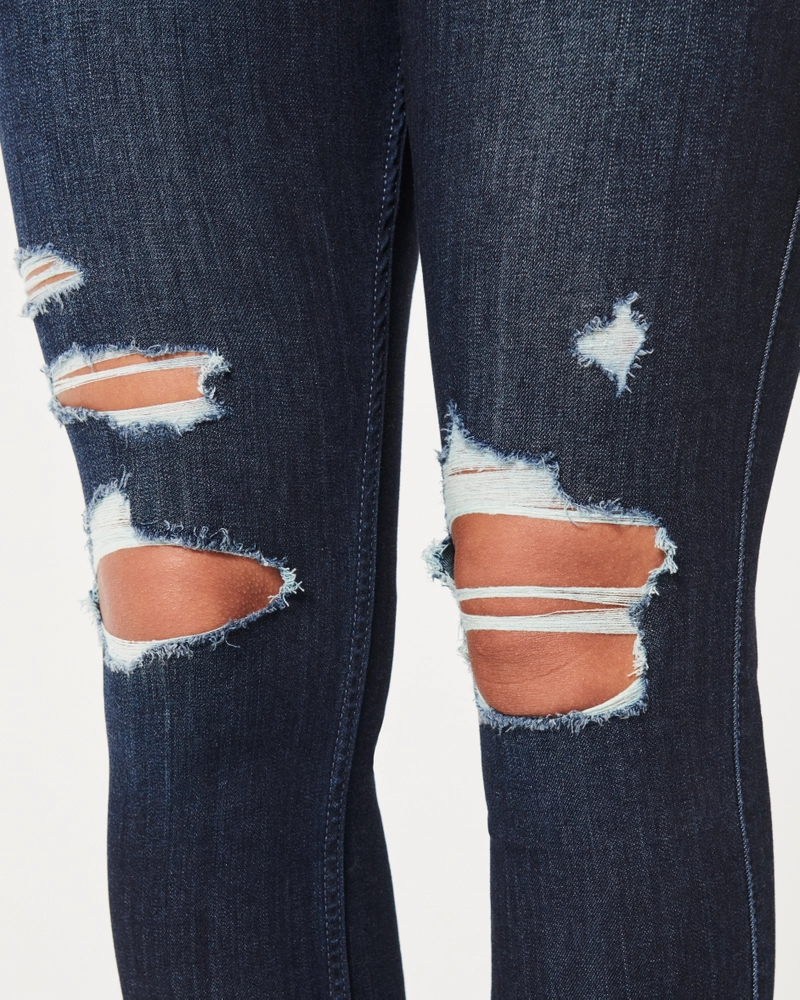 Curvy High-Rise Ripped Dark Wash Jean Leggings