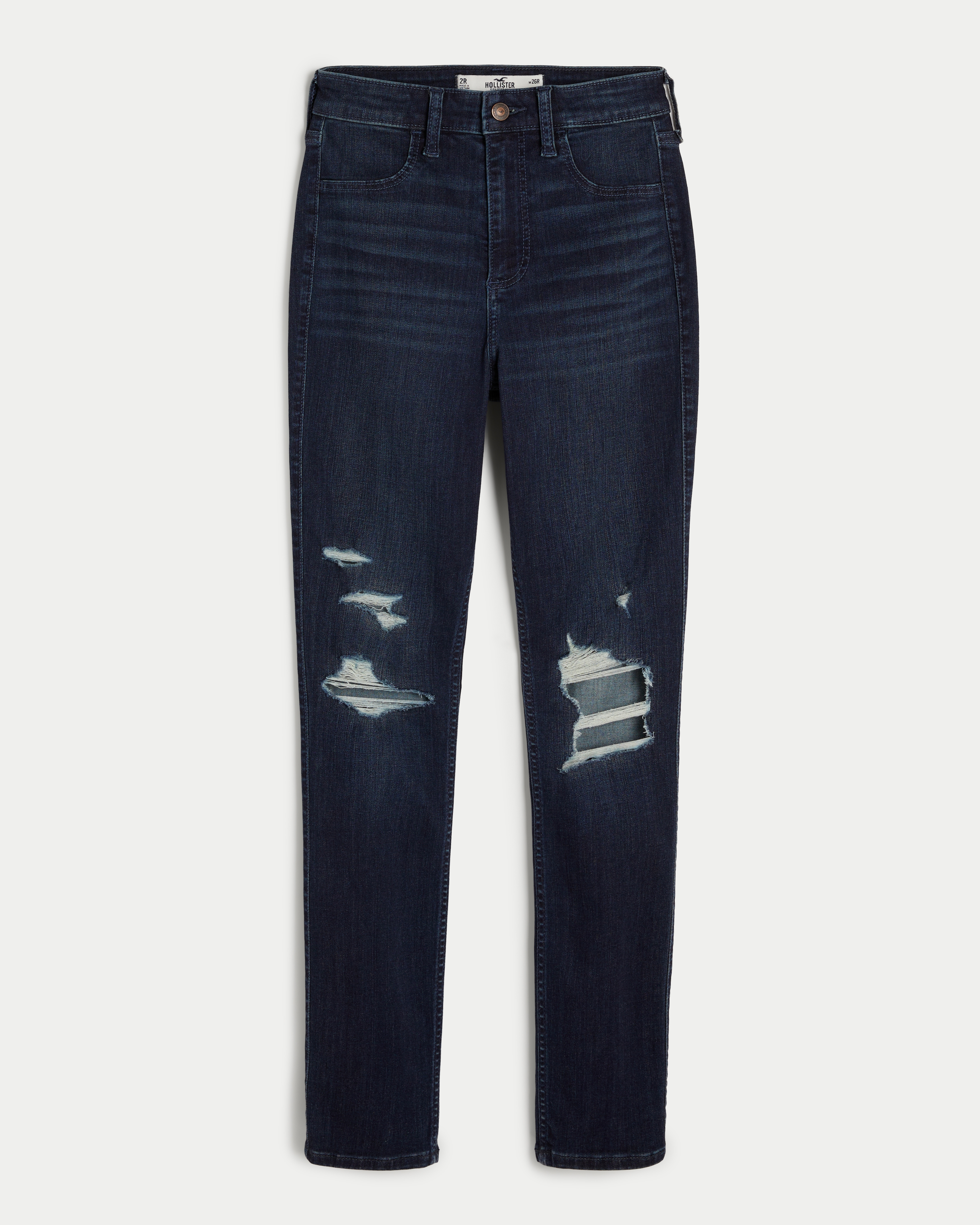 Hollister Curvy High-rise Ripped Dark Wash Jean Leggings