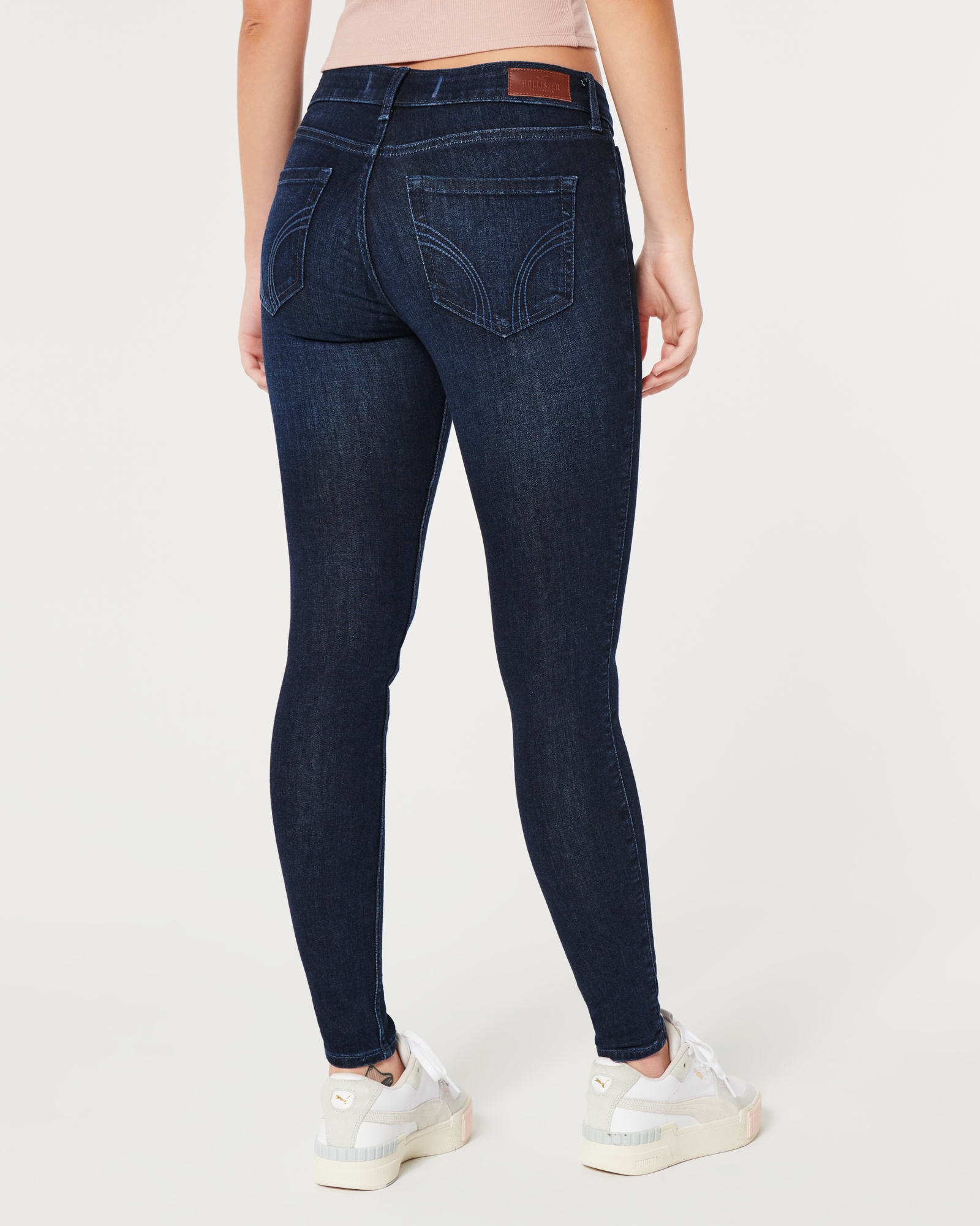 Women's Curvy Low-Rise Dark Wash Super Skinny Jeans, Women's Bottoms