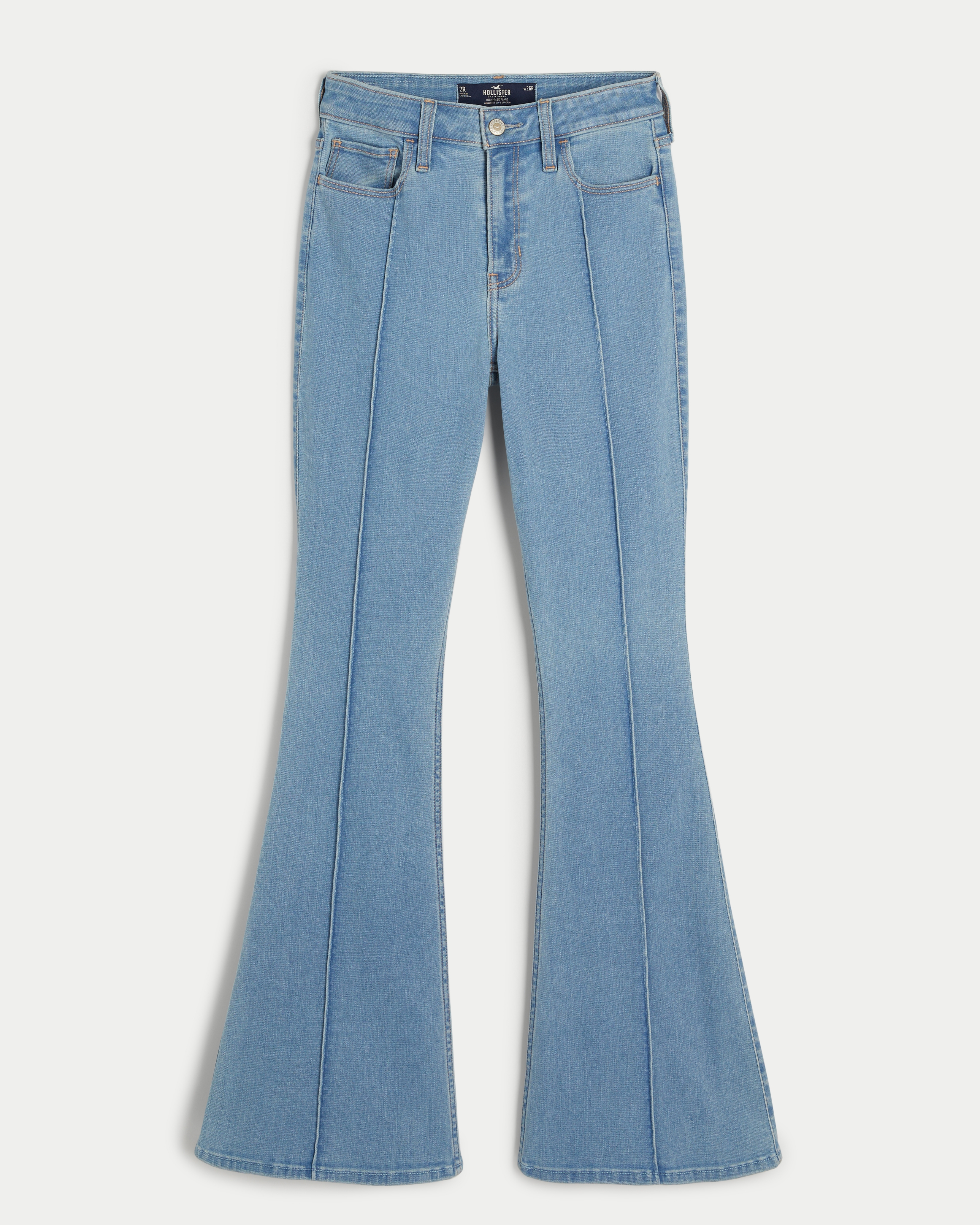 Women s High Rise Light Wash Pintuck Flare Jeans Women s