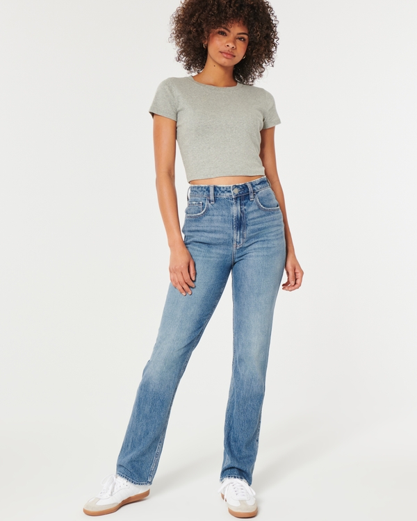 Womens Straight Leg Jeans - High Waisted Jeans