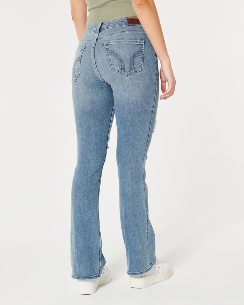 Curvy Mid-Rise Ripped Medium Wash Boot Jeans