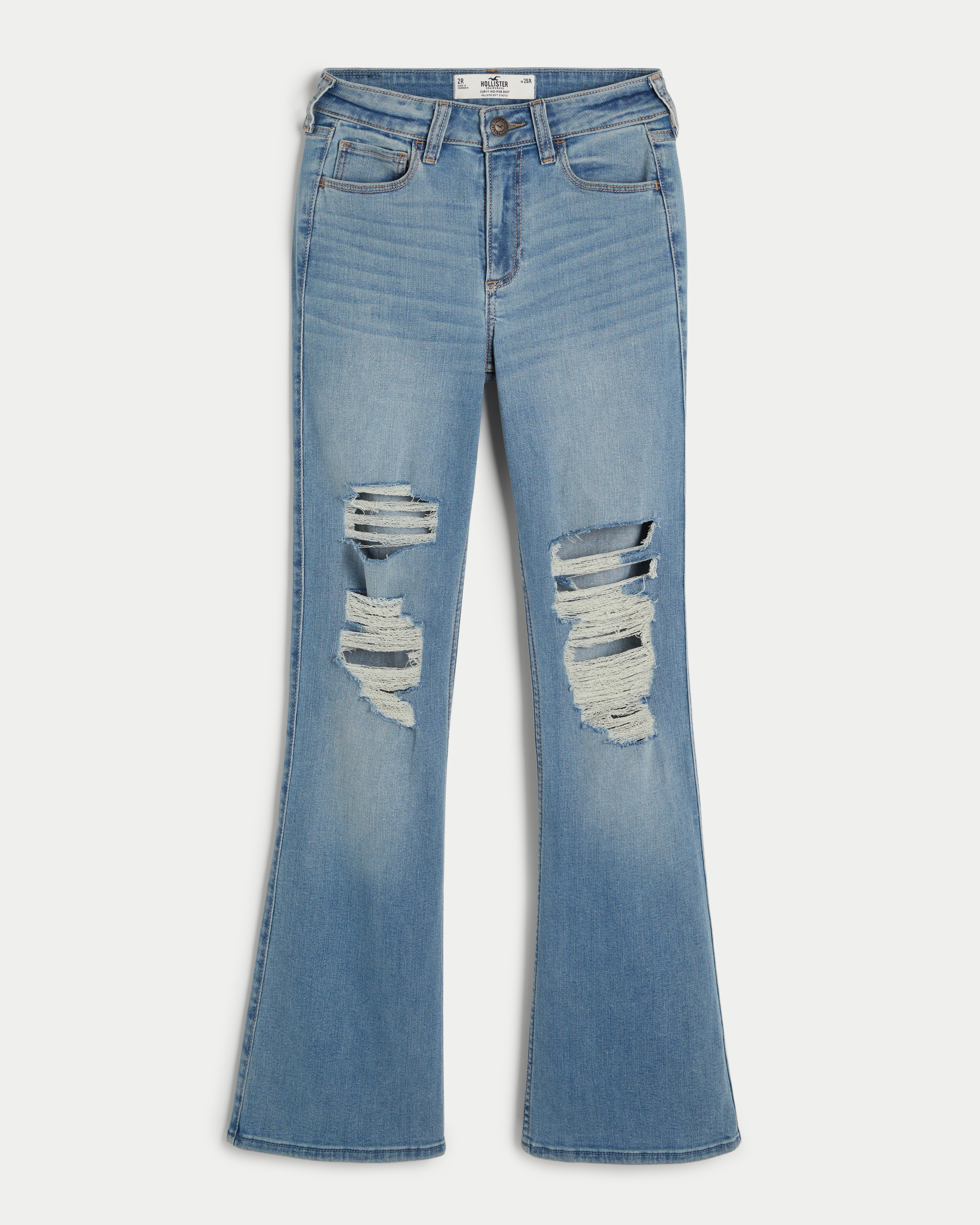 Hollister blue ripped jeans hotsell