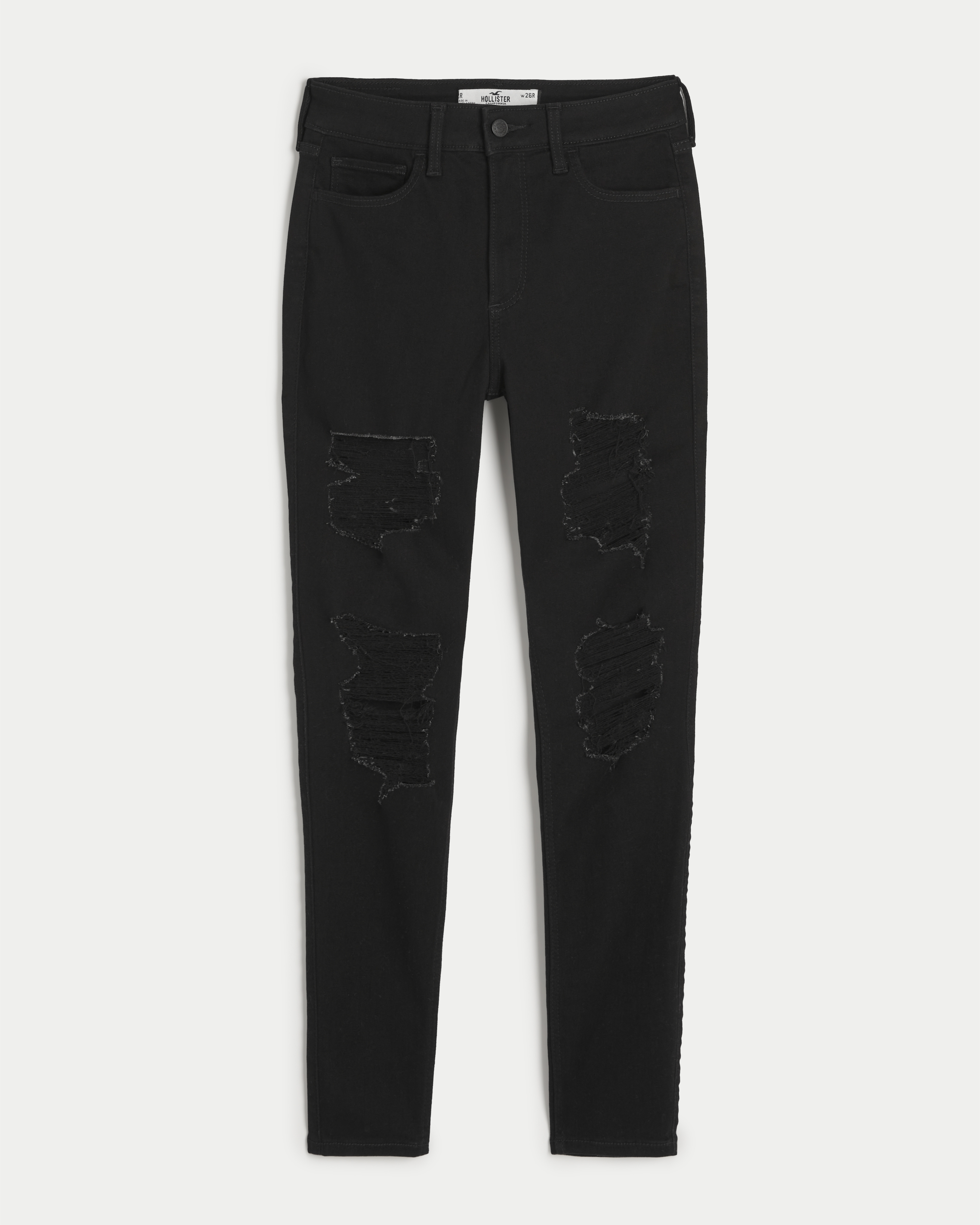 Black ripped jeans store womens hollister