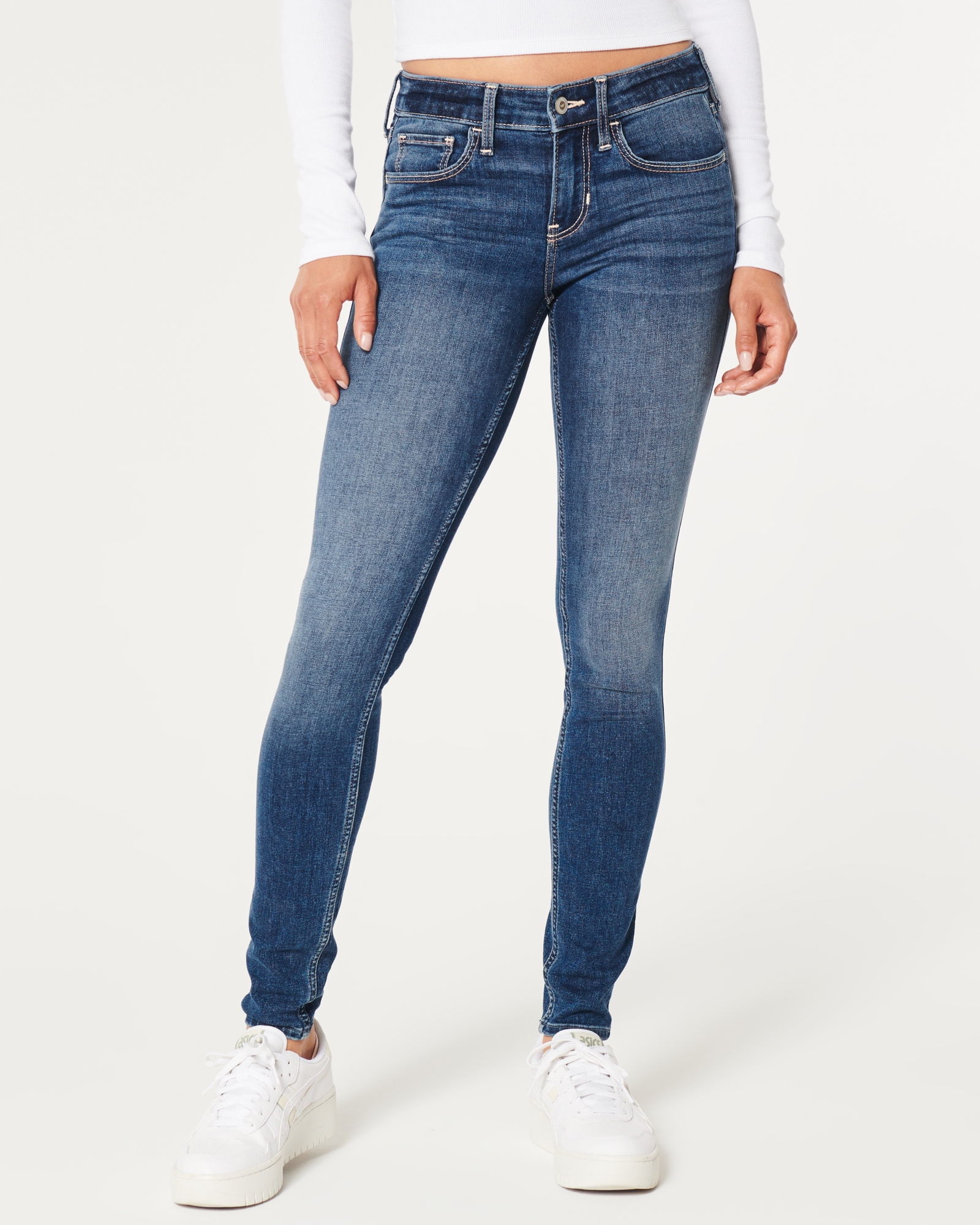 Women's Low-Rise Dark Wash Super Skinny Jeans, Women's Bottoms