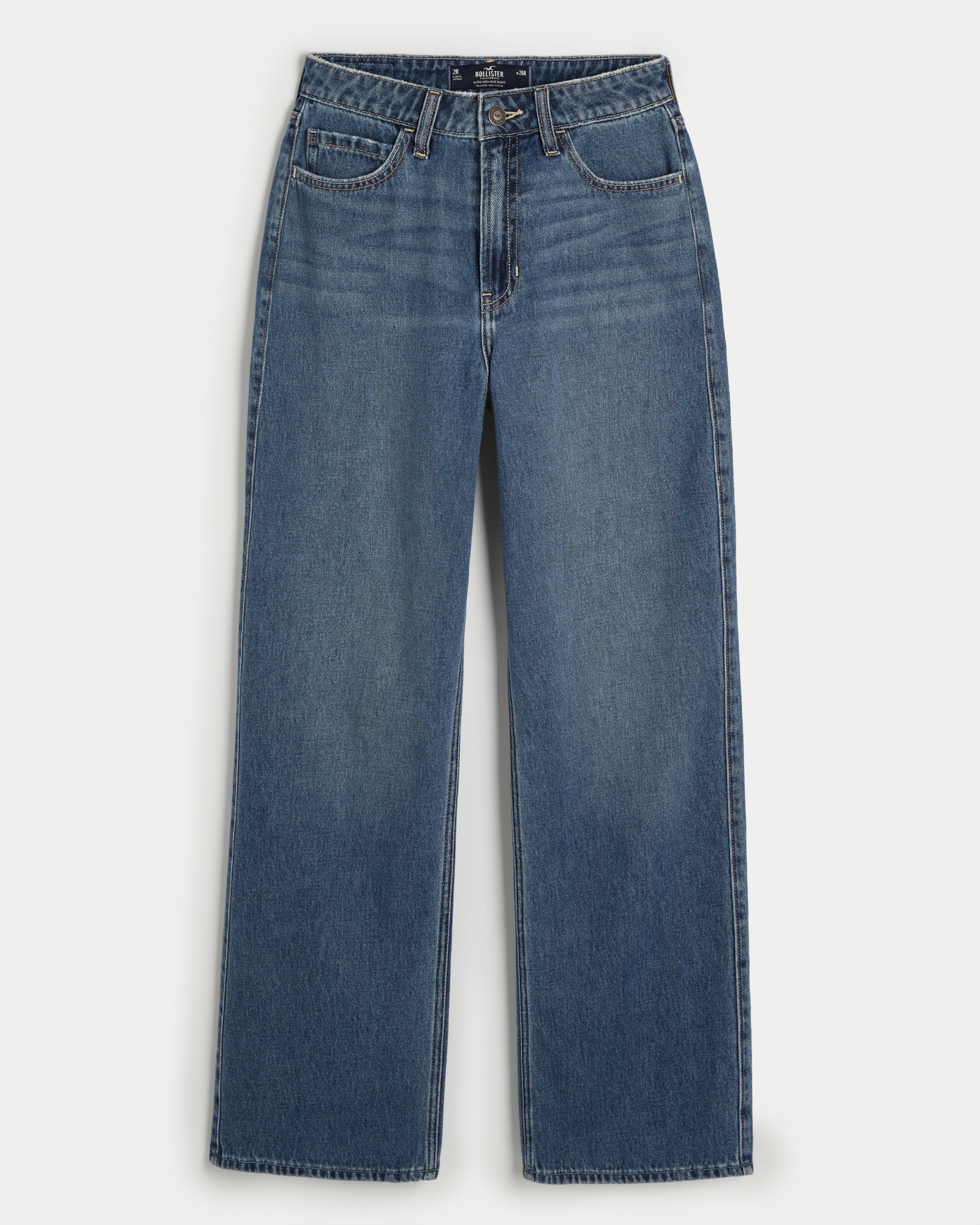 Ultra High-Rise Medium Dark Wash Baggy Jeans