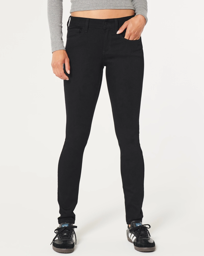 Low-Rise Black Super Skinny Jeans
