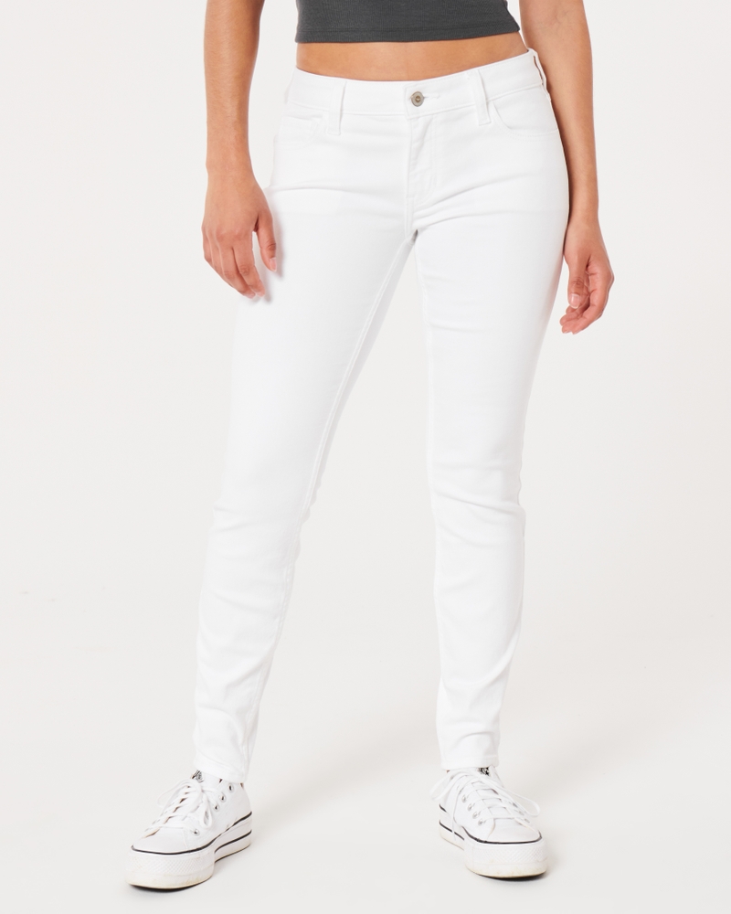 Women's Low-Rise White Super Skinny Jeans